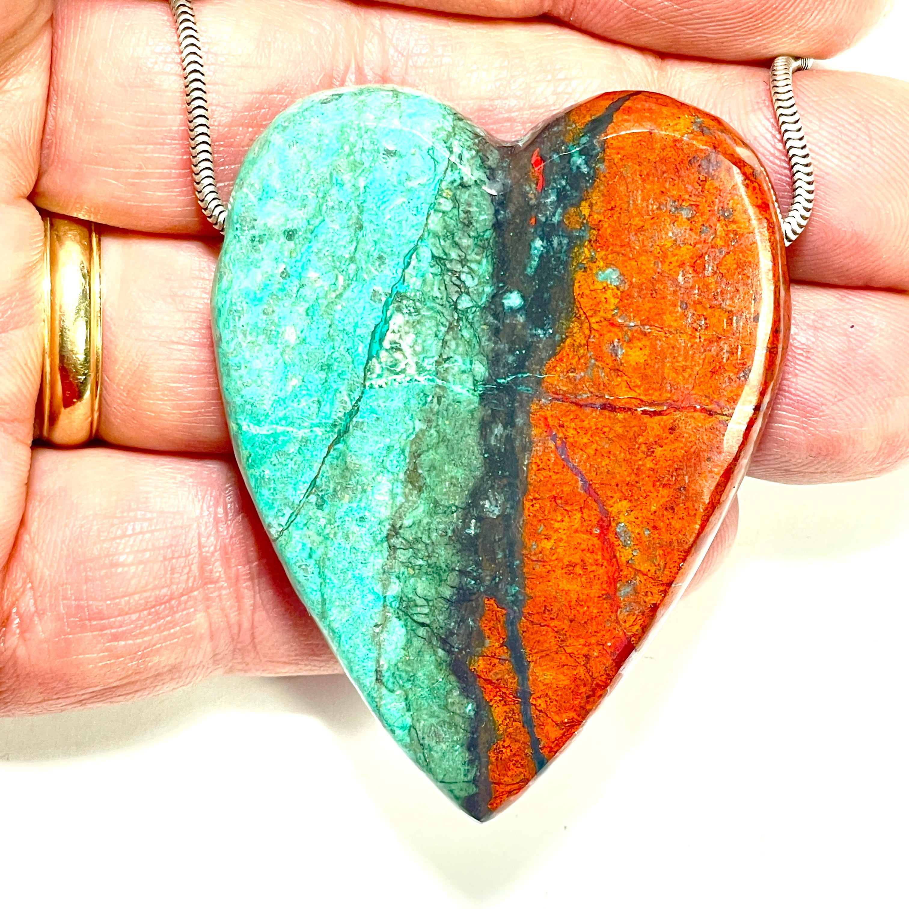 DVH/PC Sonora Sunrise Healed Broken Heart Bead Chrysocolla Cuprite 58x44x11mm 48g (6384) - DVHdesigns