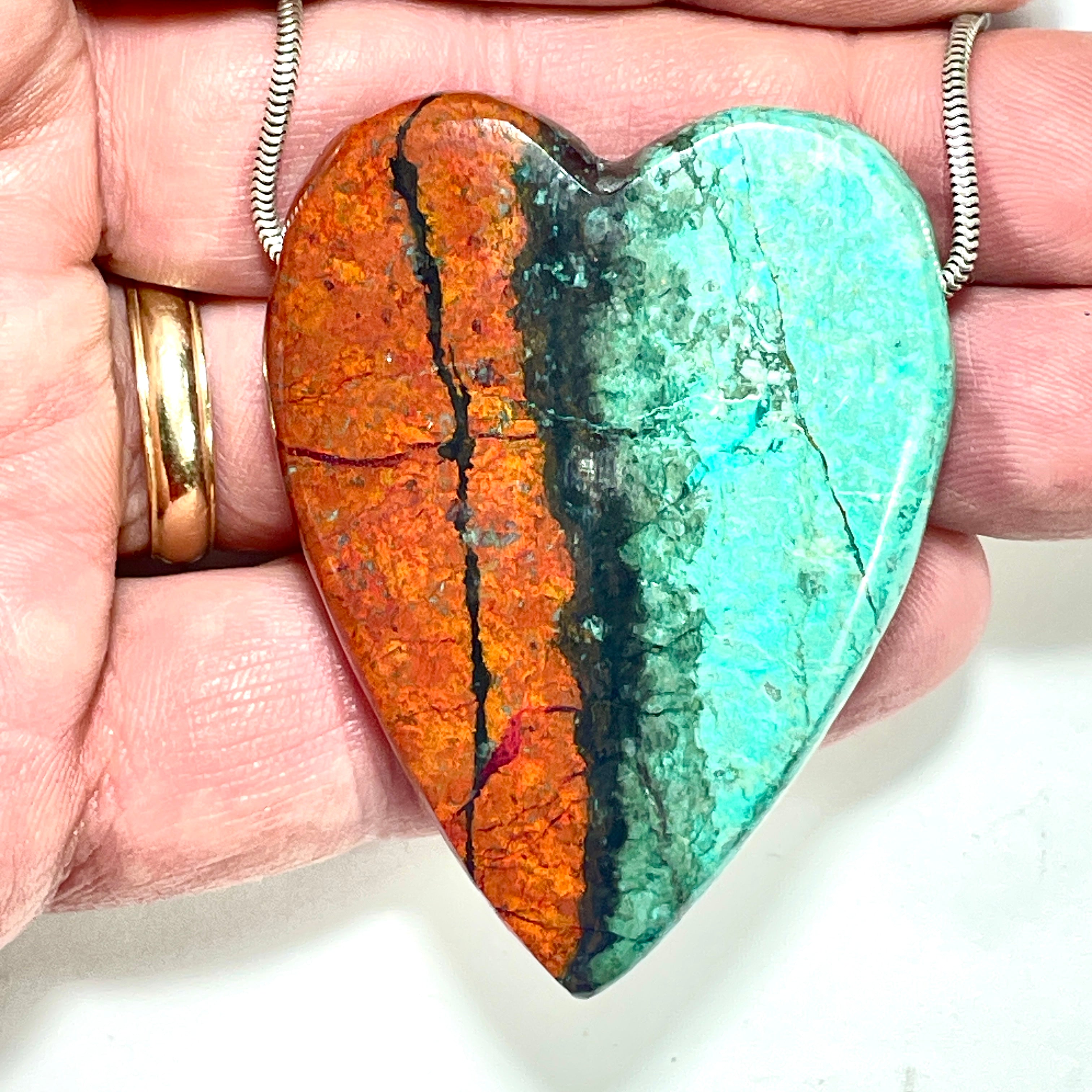 DVH/PC Sonora Sunrise Healed Broken Heart Bead Chrysocolla Cuprite 58x44x11mm 48g (6384) - DVHdesigns