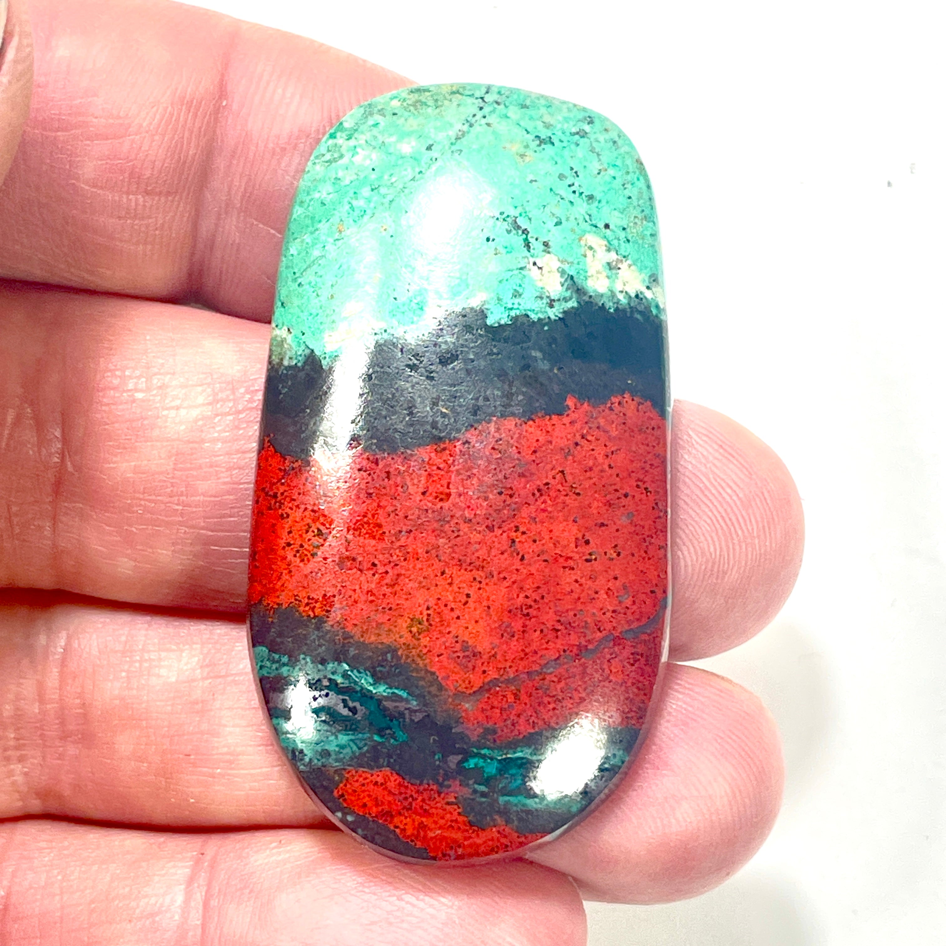 DVH Sonora Sunrise Cabochon Scenic Chrysocolla Cuprite 51x28x7mm (6410) - DVHdesigns