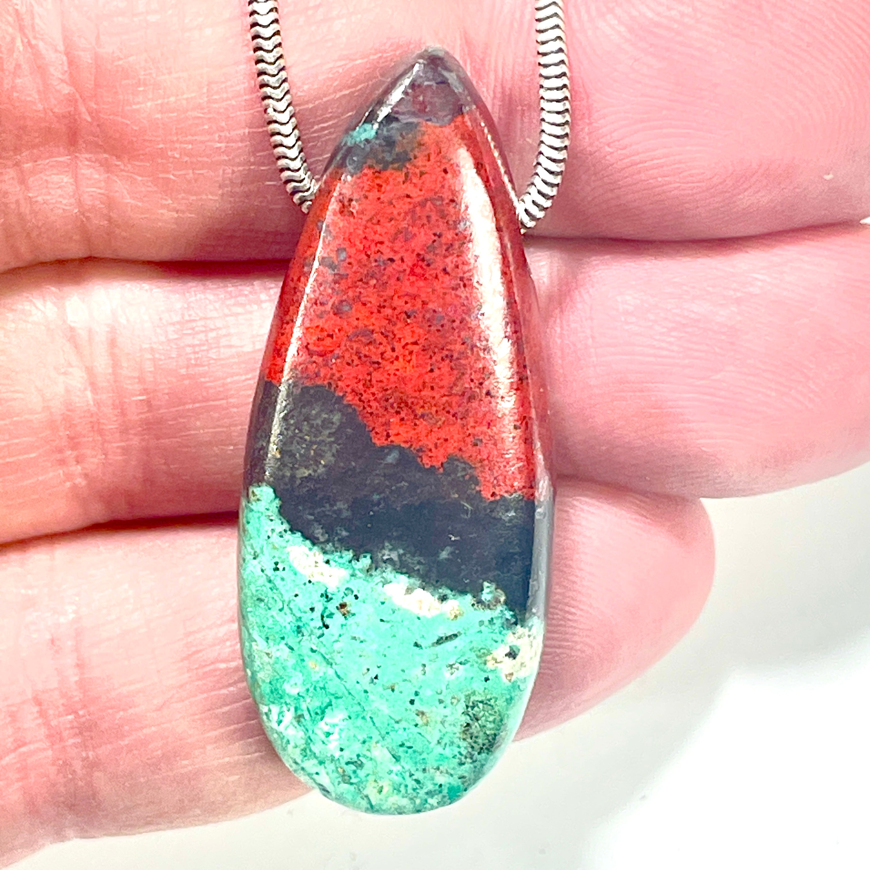 DVH Sonora Sunrise Bead Pendant Chrysocolla Cuprite 44x18x11mm (6411) - DVHdesigns