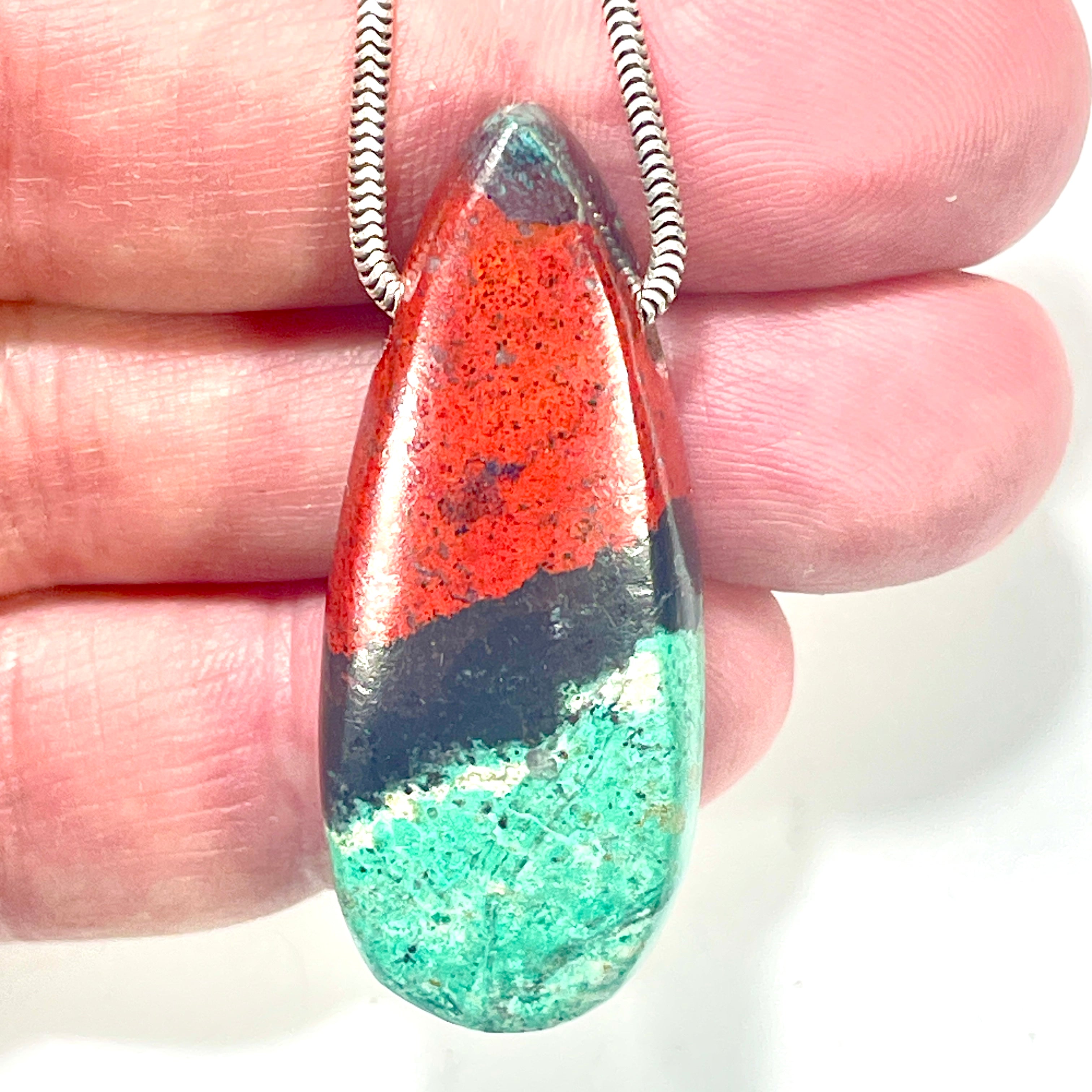 DVH Sonora Sunrise Bead Pendant Chrysocolla Cuprite 44x18x11mm (6411) - DVHdesigns
