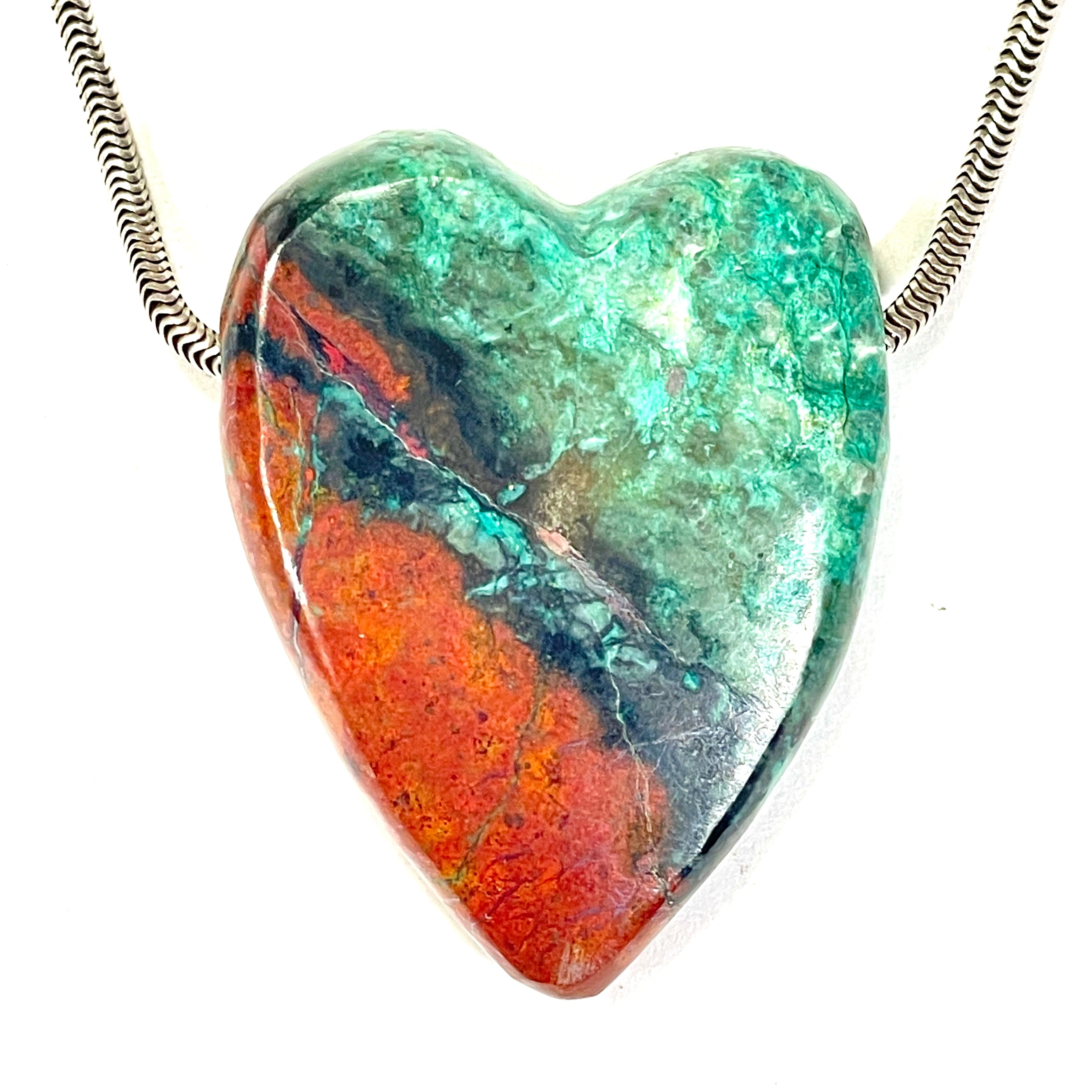 DVH Sonora Sunrise Healed Broken Heart Bead Chrysocolla Cuprite 38x29x11mm (6716)