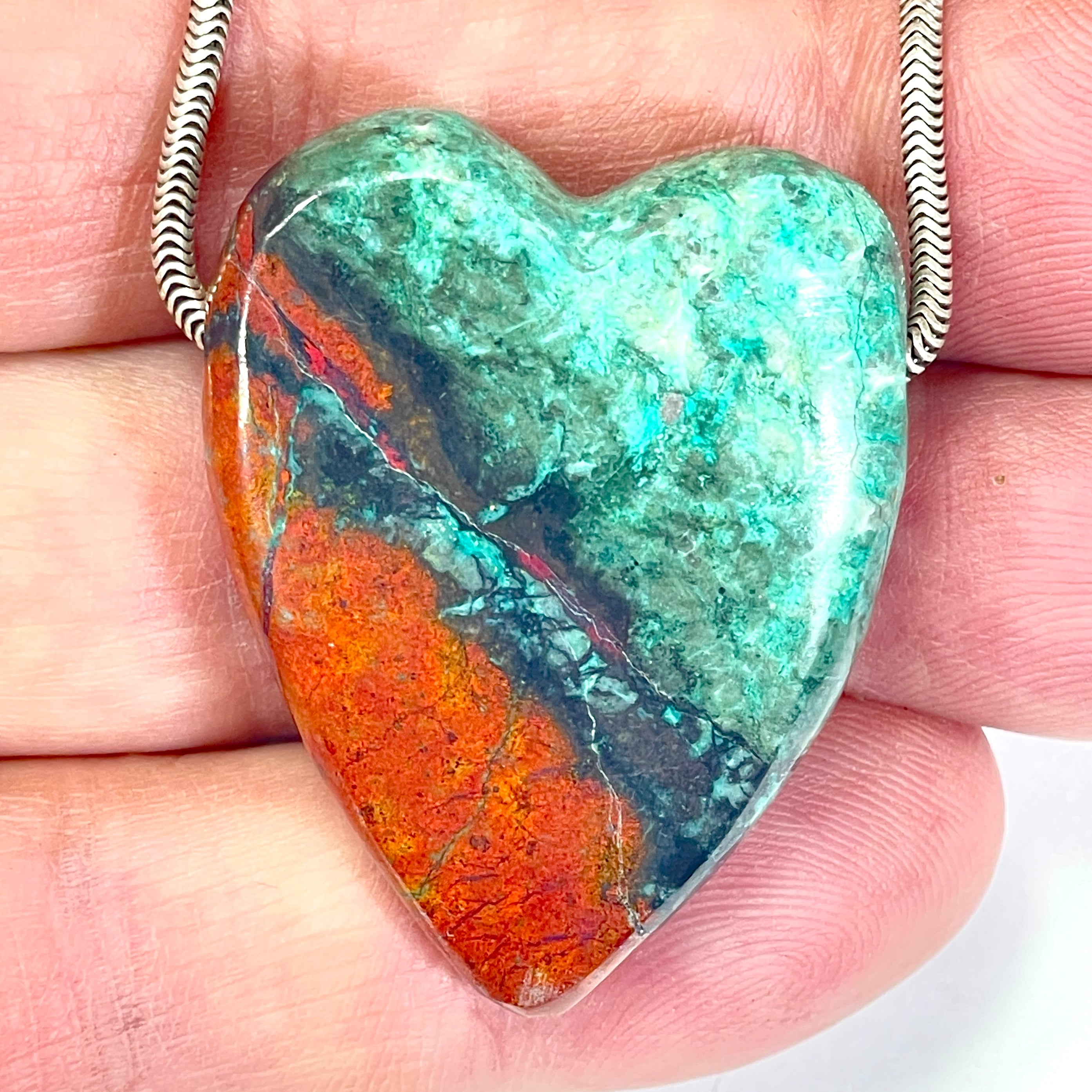 DVH Sonora Sunrise Healed Broken Heart Bead Chrysocolla Cuprite 38x29x11mm (6716)