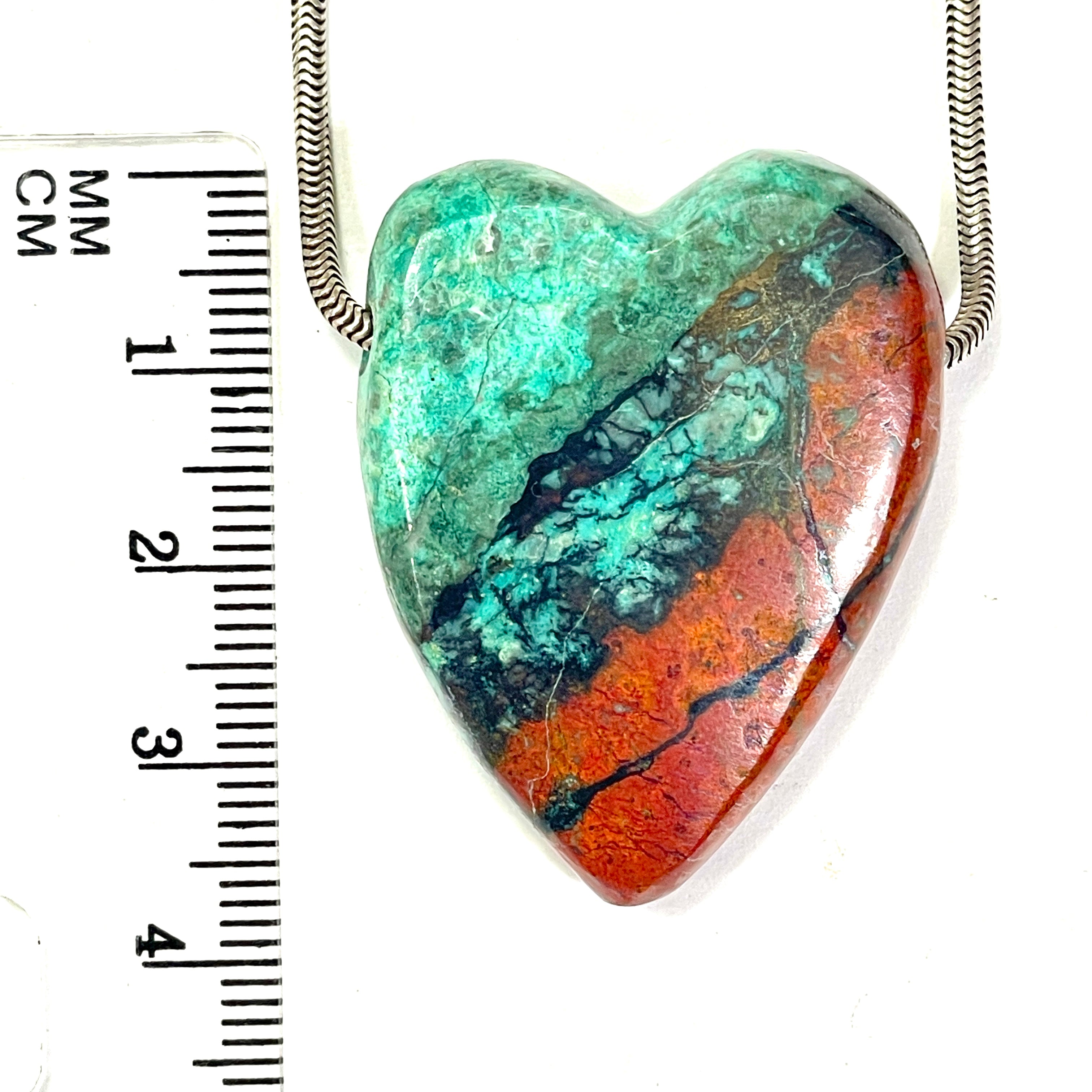 DVH Sonora Sunrise Healed Broken Heart Bead Chrysocolla Cuprite 38x29x11mm (6716)