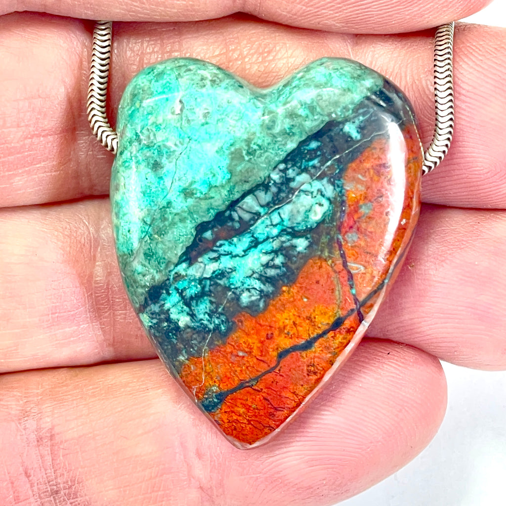 DVH Sonora Sunrise Healed Broken Heart Bead Chrysocolla Cuprite 38x29x11mm (6716)
