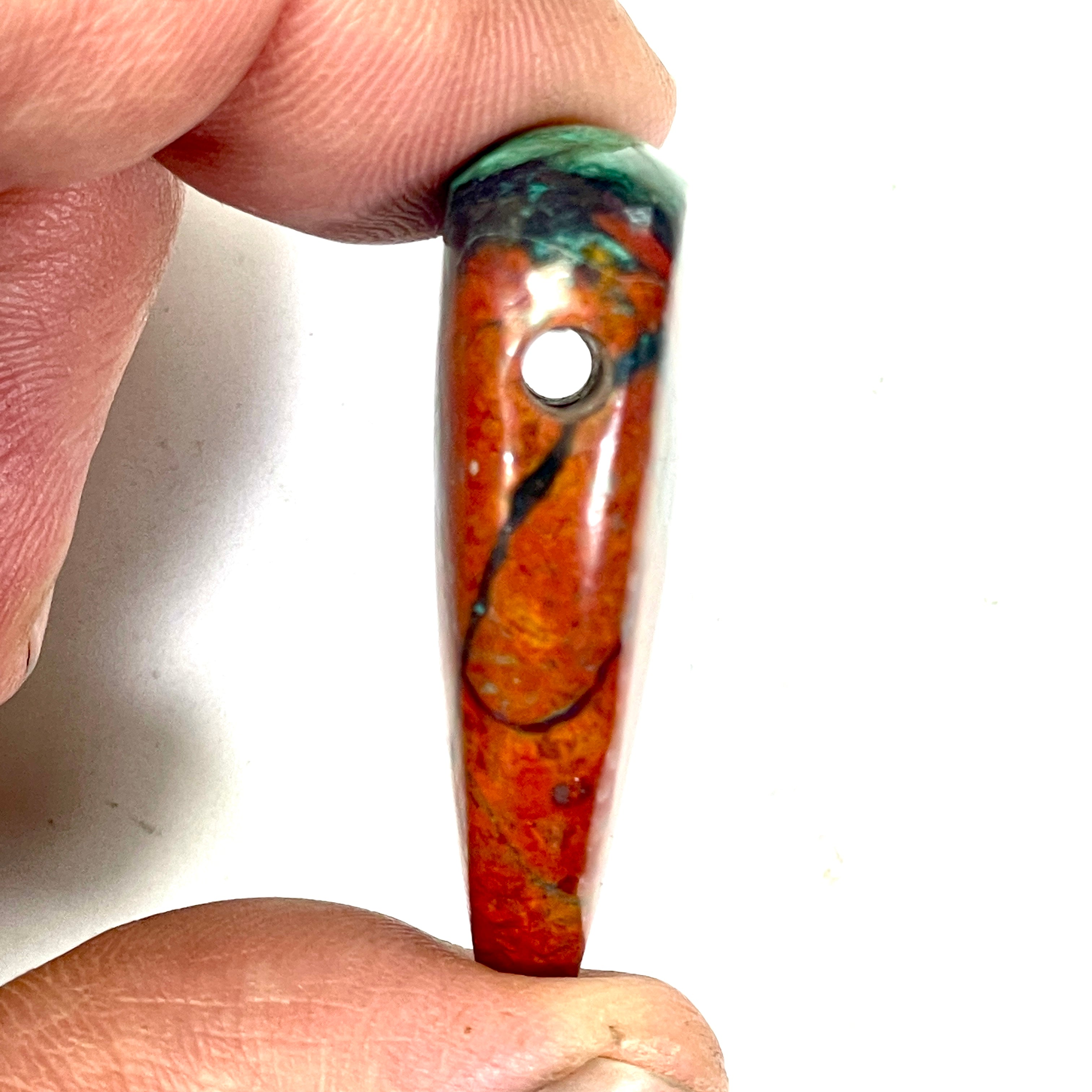 DVH Sonora Sunrise Healed Broken Heart Bead Chrysocolla Cuprite 38x29x11mm (6716)