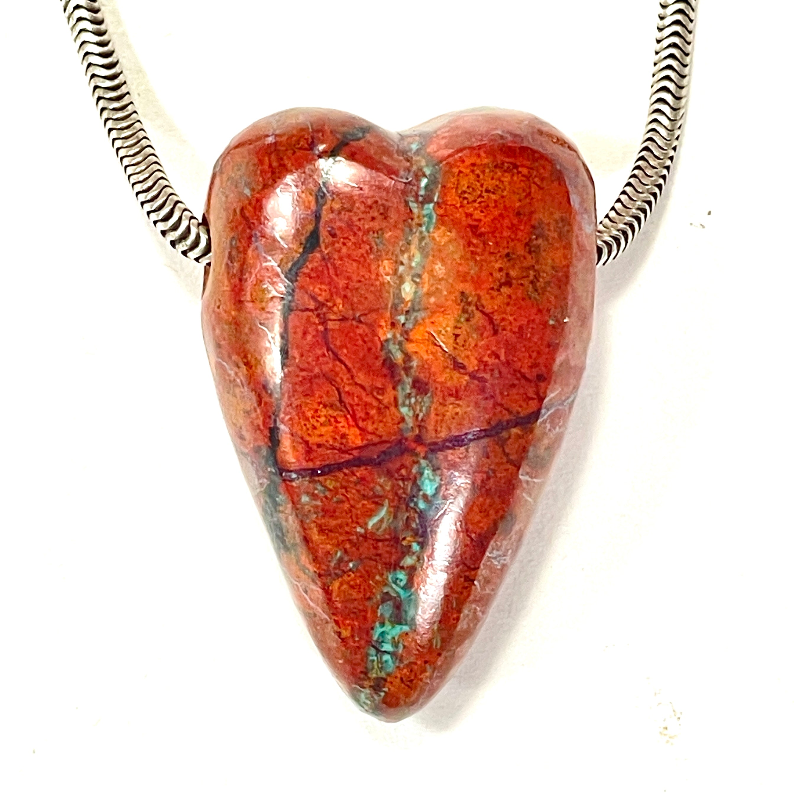 DVH Sonora Sunrise Healed Broken Heart Bead Cuprite Chrysocolla 29x19x13mm (6717) - DVHdesigns