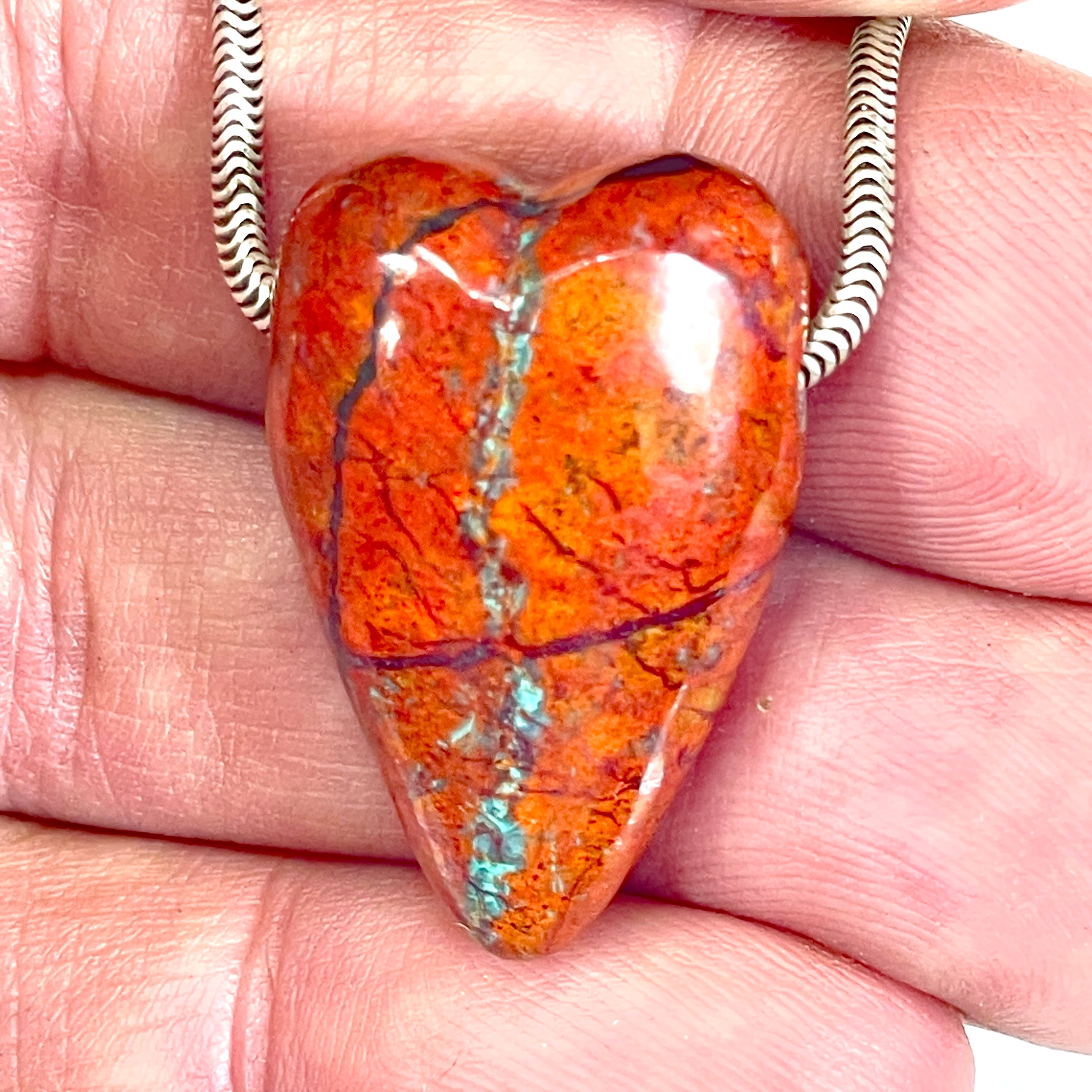 DVH Sonora Sunrise Healed Broken Heart Bead Cuprite Chrysocolla 29x19x13mm (6717) - DVHdesigns