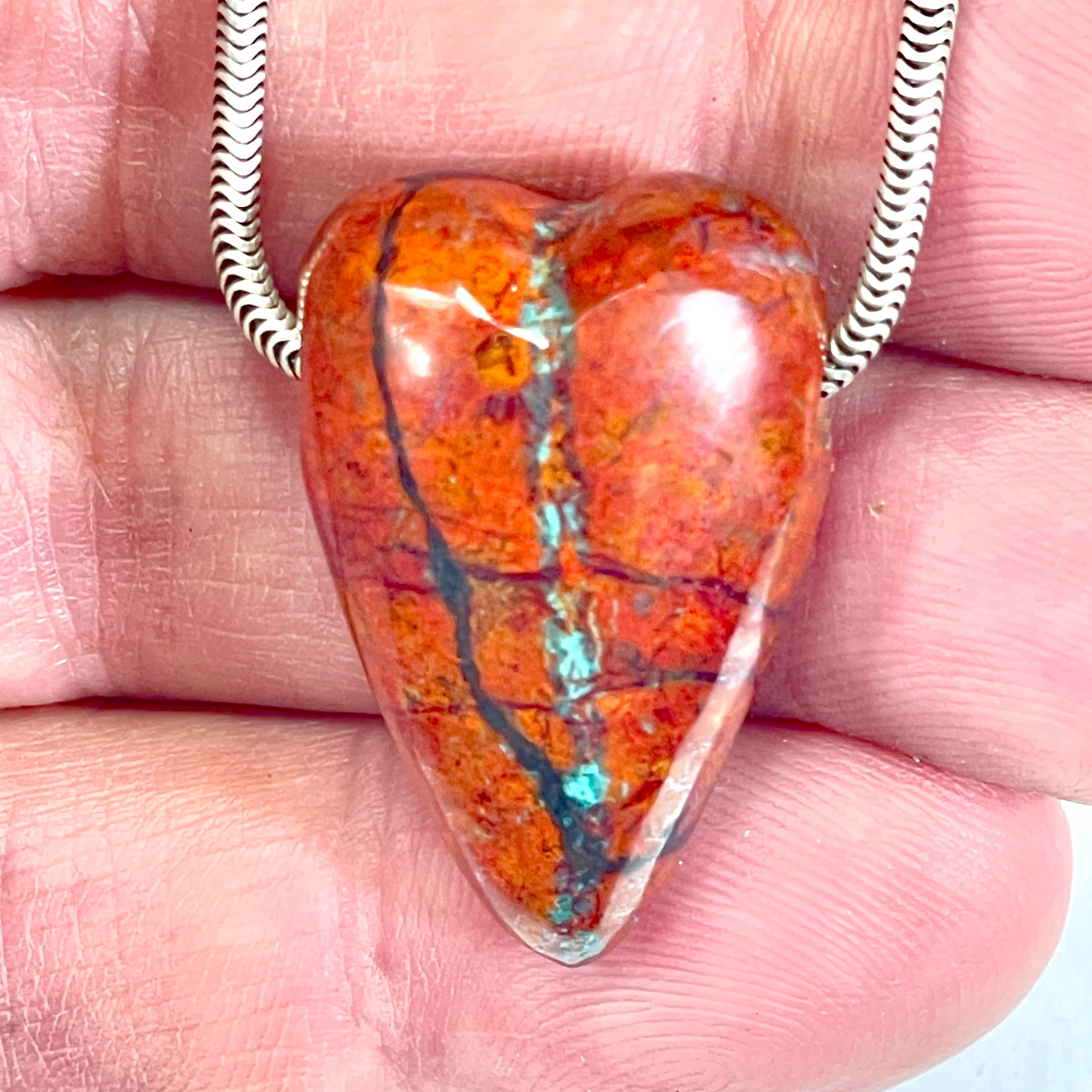 DVH Sonora Sunrise Healed Broken Heart Bead Cuprite Chrysocolla 29x19x13mm (6717) - DVHdesigns