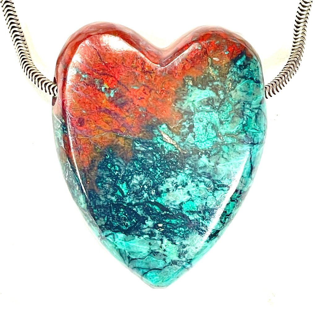 DVH Sonora Sunrise Healed Broken Heart Bead Chrysocolla Cuprite 35x28x11mm (6718)