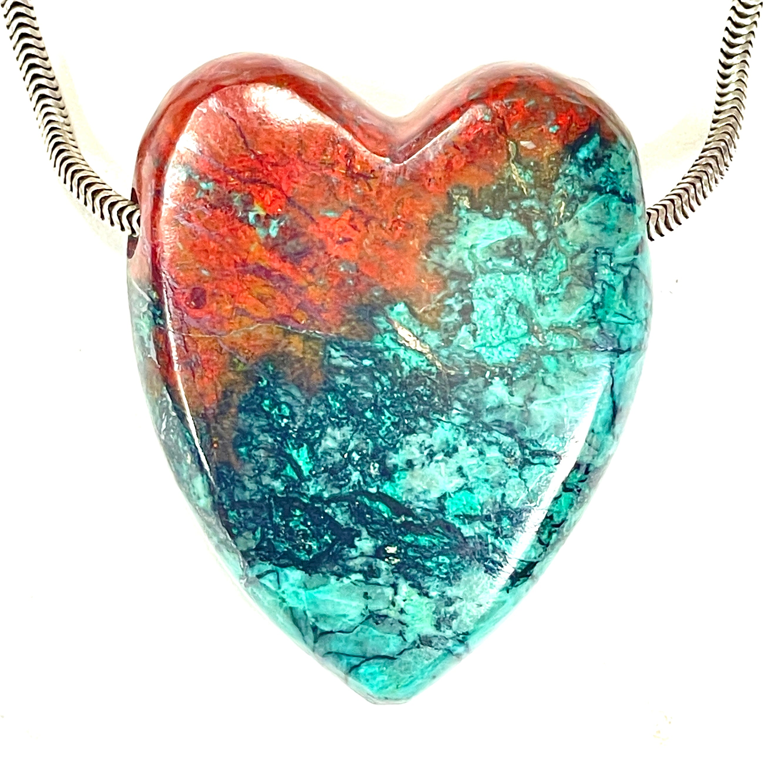 DVH Sonora Sunrise Healed Broken Heart Bead Chrysocolla Cuprite 35x28x11mm (6718)