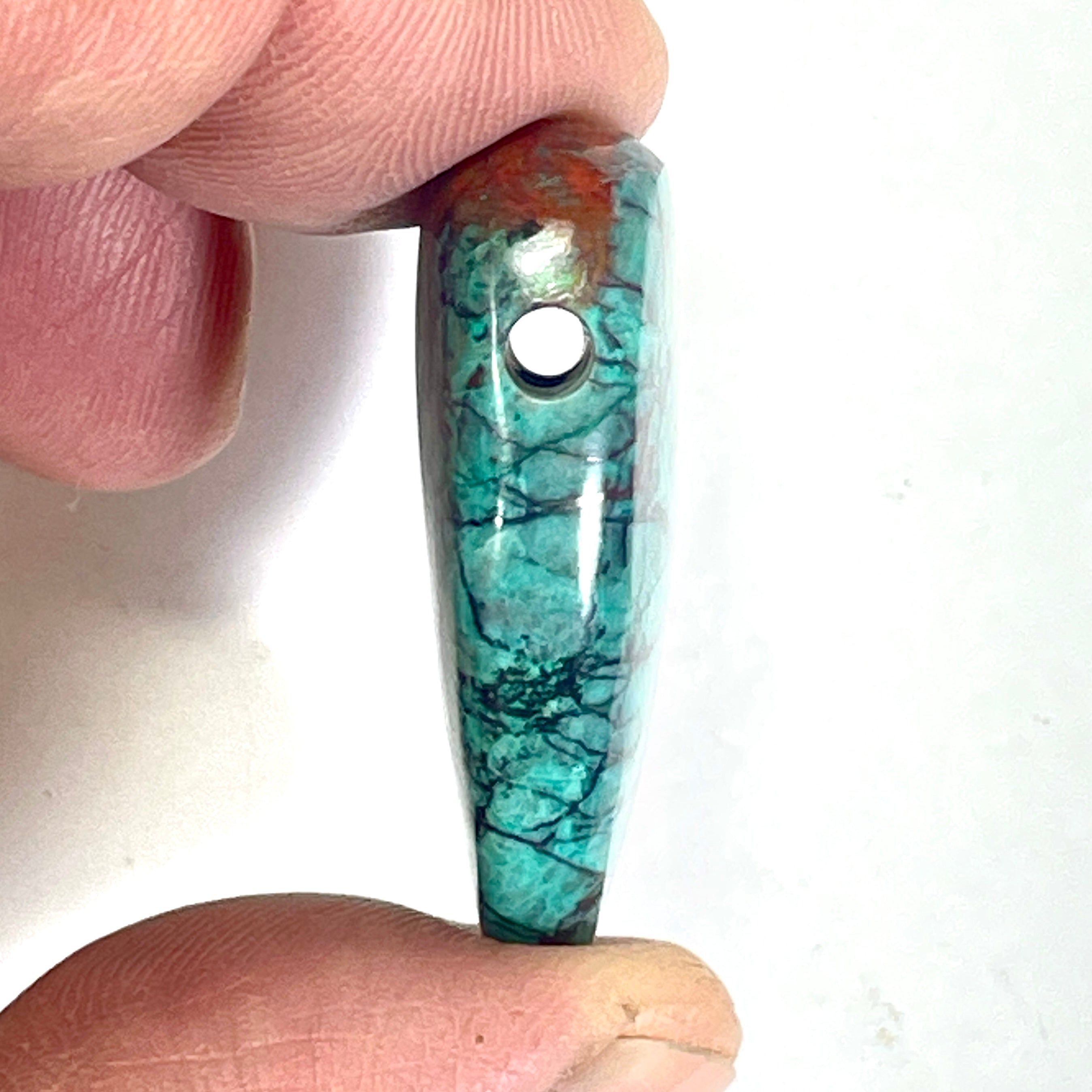 DVH Sonora Sunrise Healed Broken Heart Bead Chrysocolla Cuprite 35x28x11mm (6718)