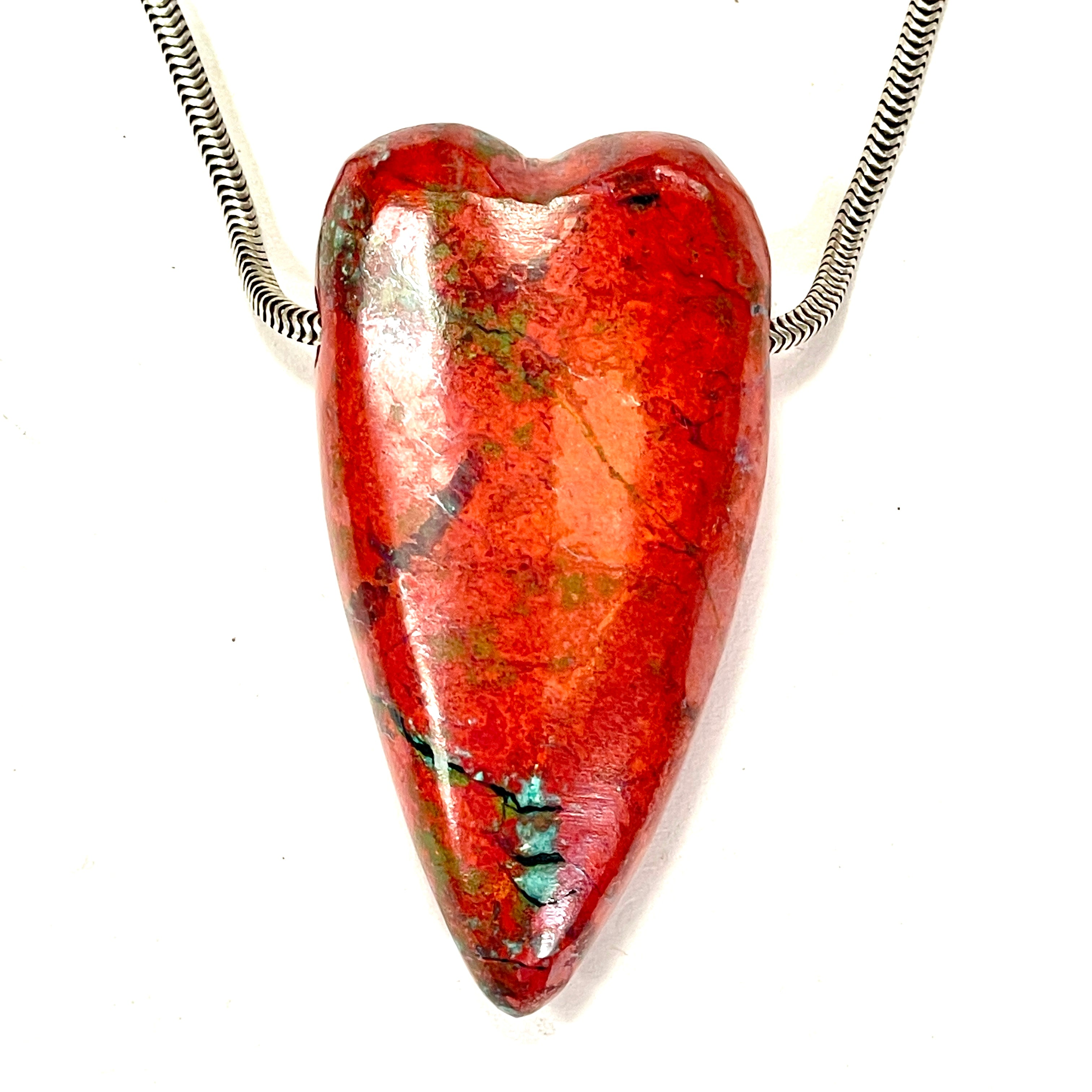 DVH Sonora Sunrise Healed Broken Heart Bead Cuprite Chrysocolla 45x23x14mm (6719)