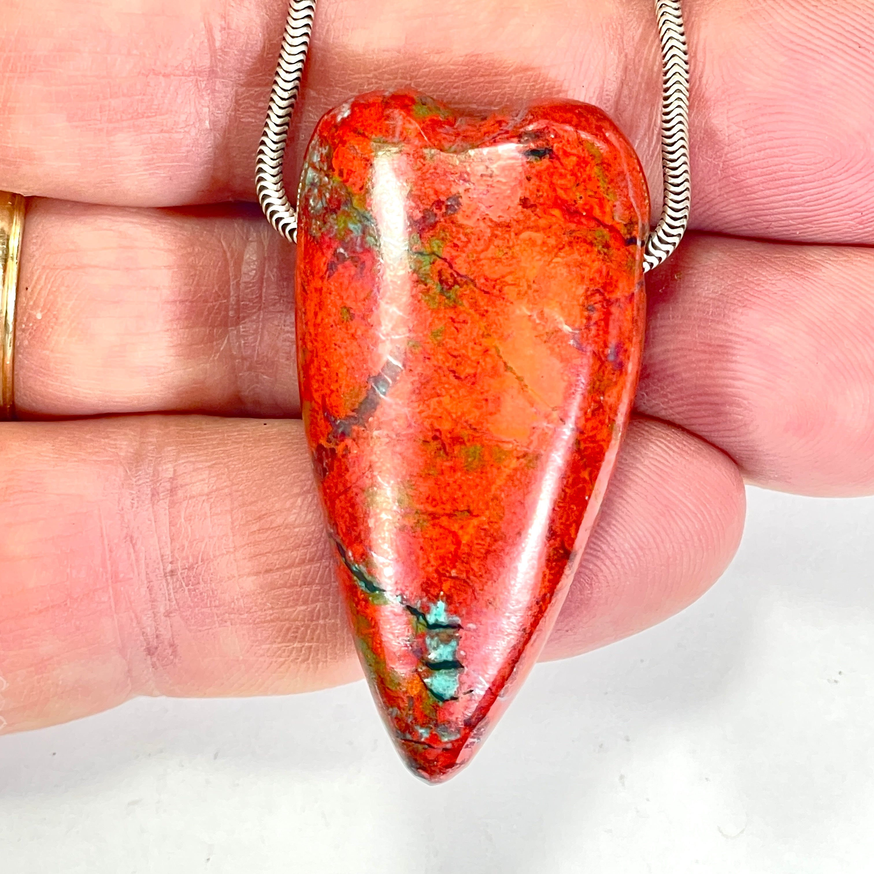 DVH Sonora Sunrise Healed Broken Heart Bead Cuprite Chrysocolla 45x23x14mm (6719)