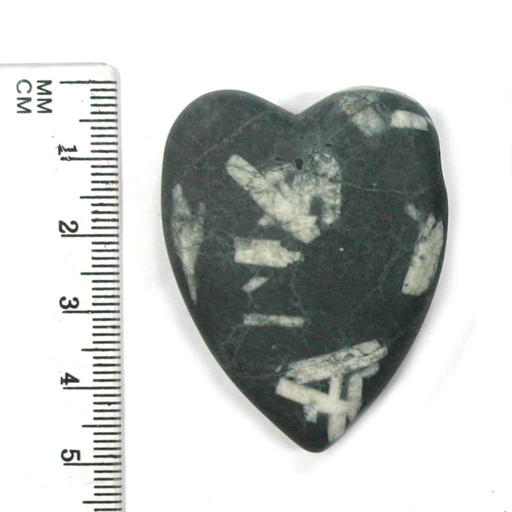 DVH Chinese Writing Rock Heart Bead Pendant Cali. Porphyry 47x37x13 (5278) - DVHdesigns