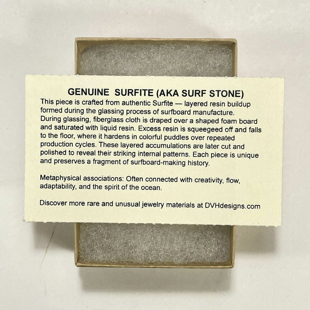 DVH Surfite (Surfboard Resin) Freeform Bead Pendant, Fordite-Style 42x21x15mm (6448) - DVHdesigns