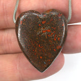 DVH Dinosaur Bone Heart Bead Pendant Fossil Dino Gembone 34x28x13mm (5601)