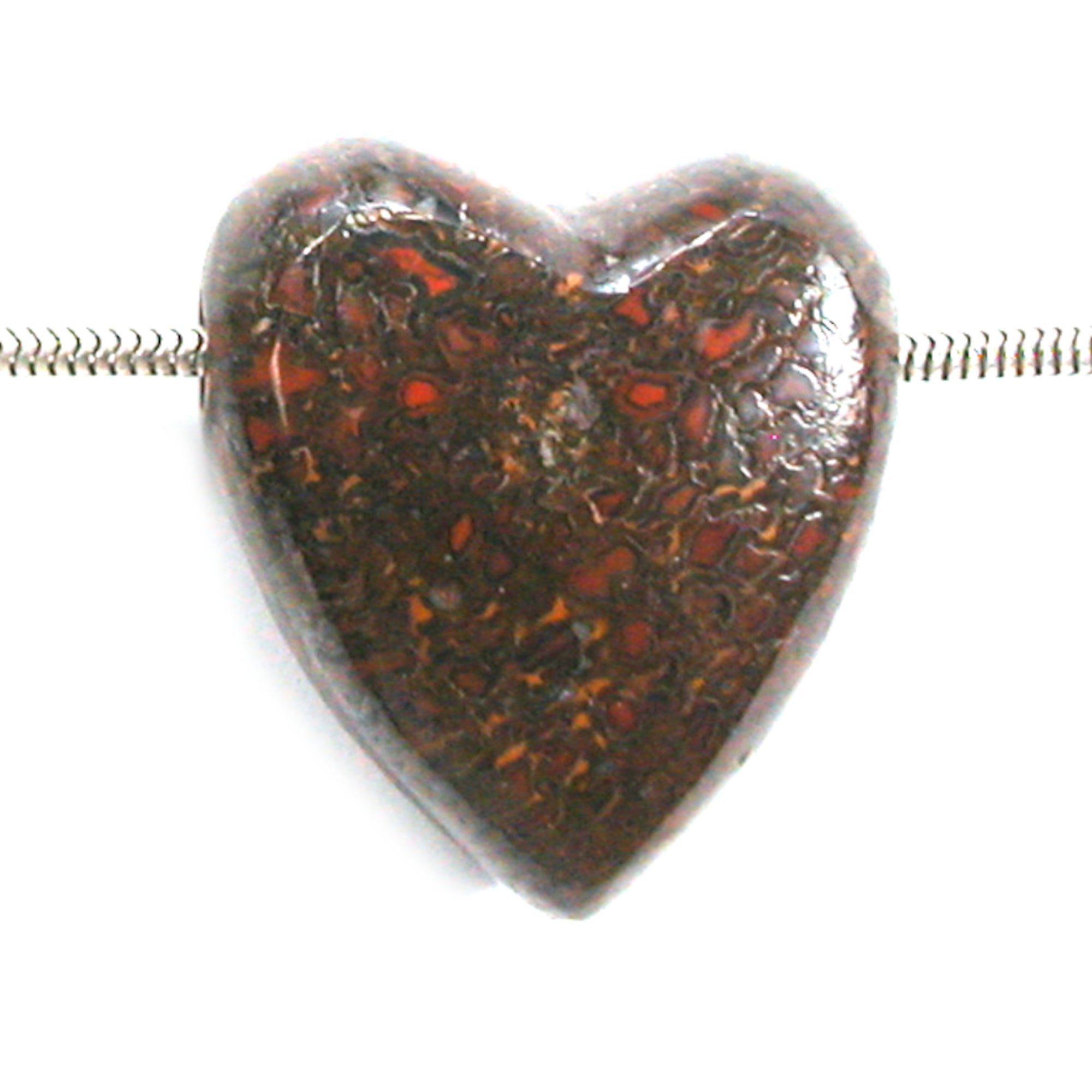 DVH Dinosaur Bone Heart Bead Pendant Fossil Dino Gembone 25x22x11mm (5603) - DVHdesigns