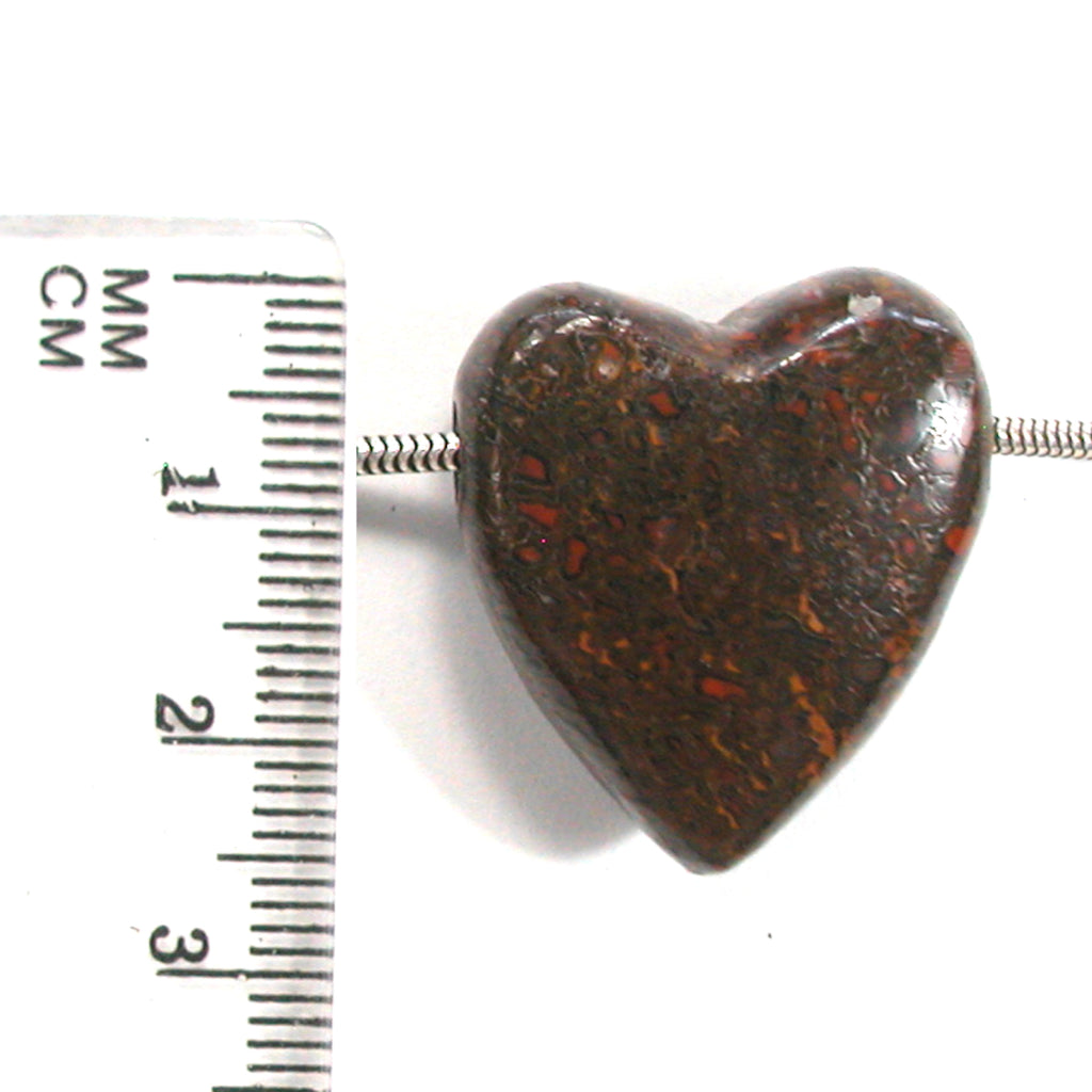 DVH Dinosaur Bone Heart Bead Pendant Fossil Dino Gembone 25x22x11mm (5603) - DVHdesigns