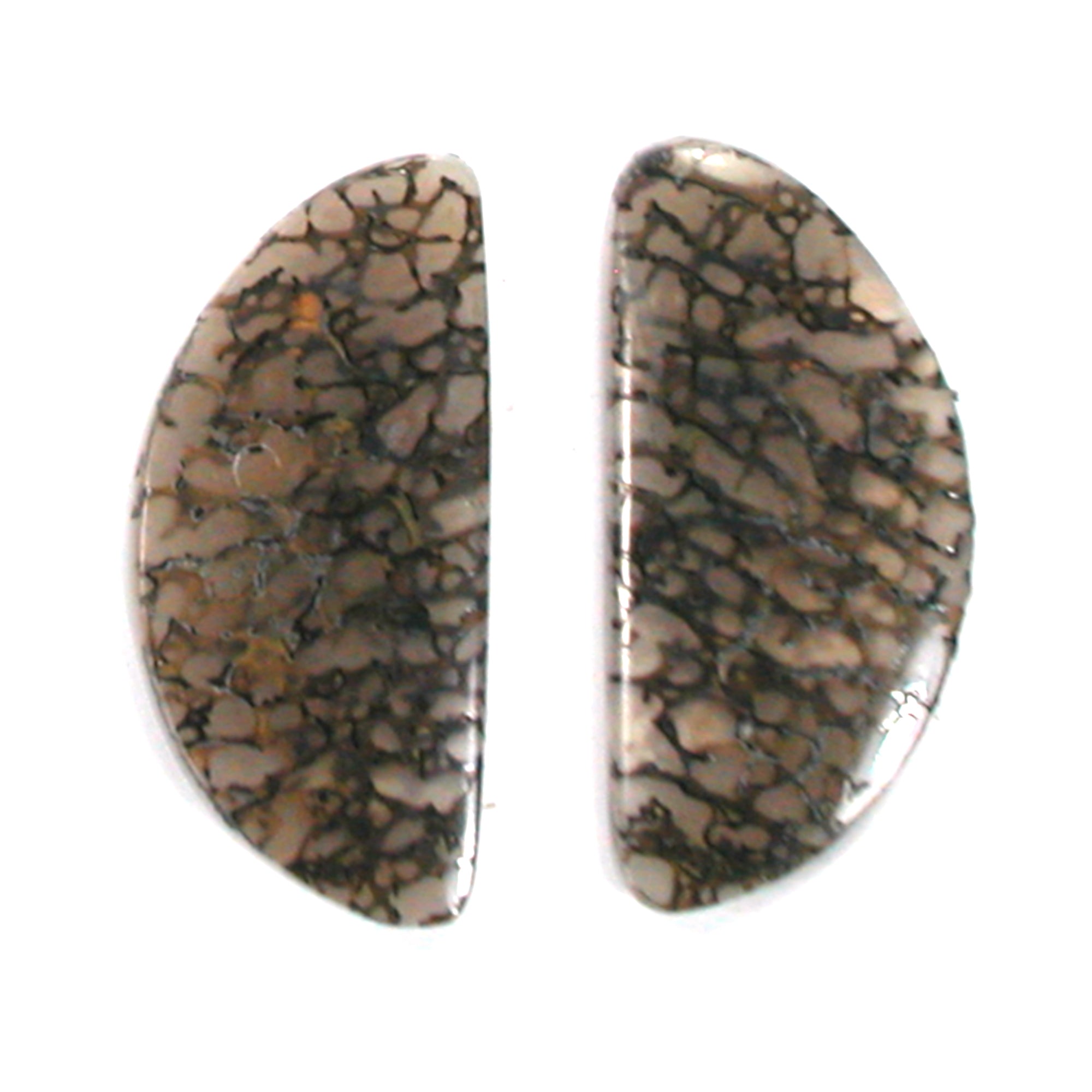 DVH Gem Dinosaur Bone Biopsy Mother of Pearl Doublet Cabochon Pair 25x12x3mm (5426) - DVHdesigns