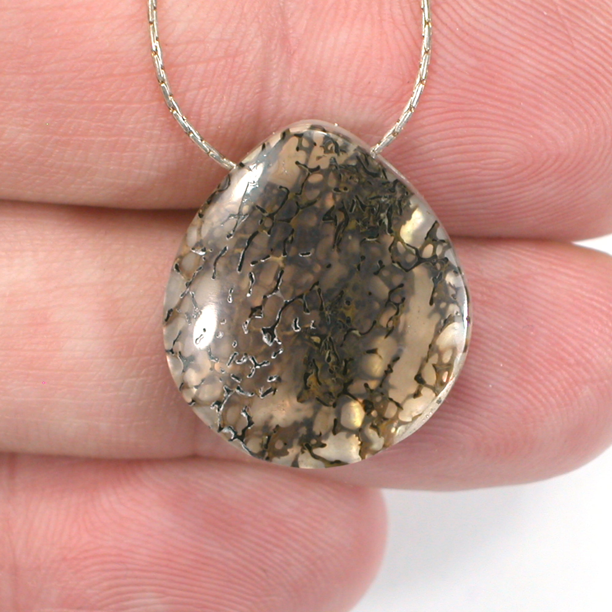 DVH Gem Dinosaur Bone Biopsy Mother of Pearl Doublet Bead 21x19x6mm (5429) - DVHdesigns