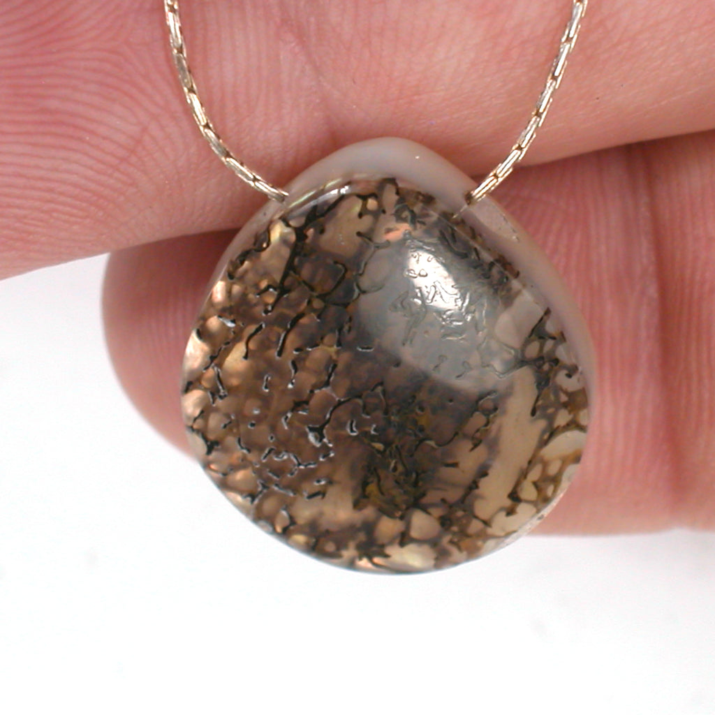 DVH Gem Dinosaur Bone Biopsy Mother of Pearl Doublet Bead 21x19x6mm (5429) - DVHdesigns