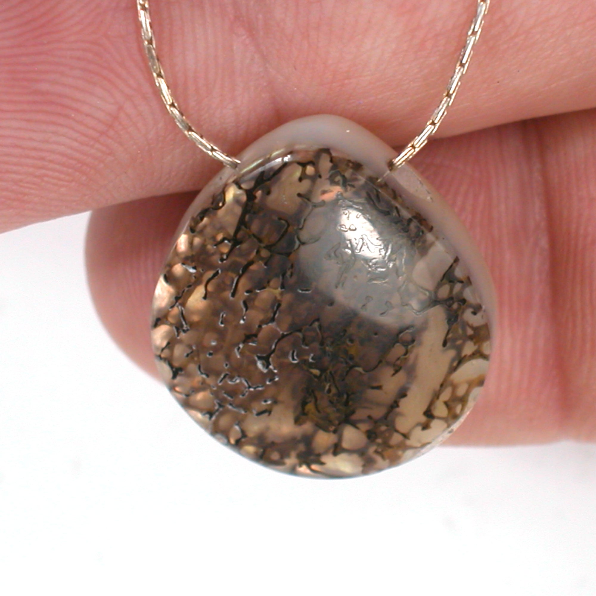 DVH Gem Dinosaur Bone Biopsy Mother of Pearl Doublet Bead 21x19x6mm (5429) - DVHdesigns