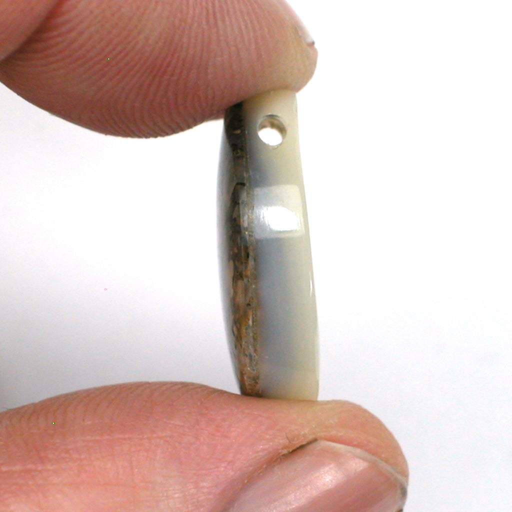 DVH Gem Dinosaur Bone Biopsy Mother of Pearl Doublet Bead 21x19x6mm (5429) - DVHdesigns