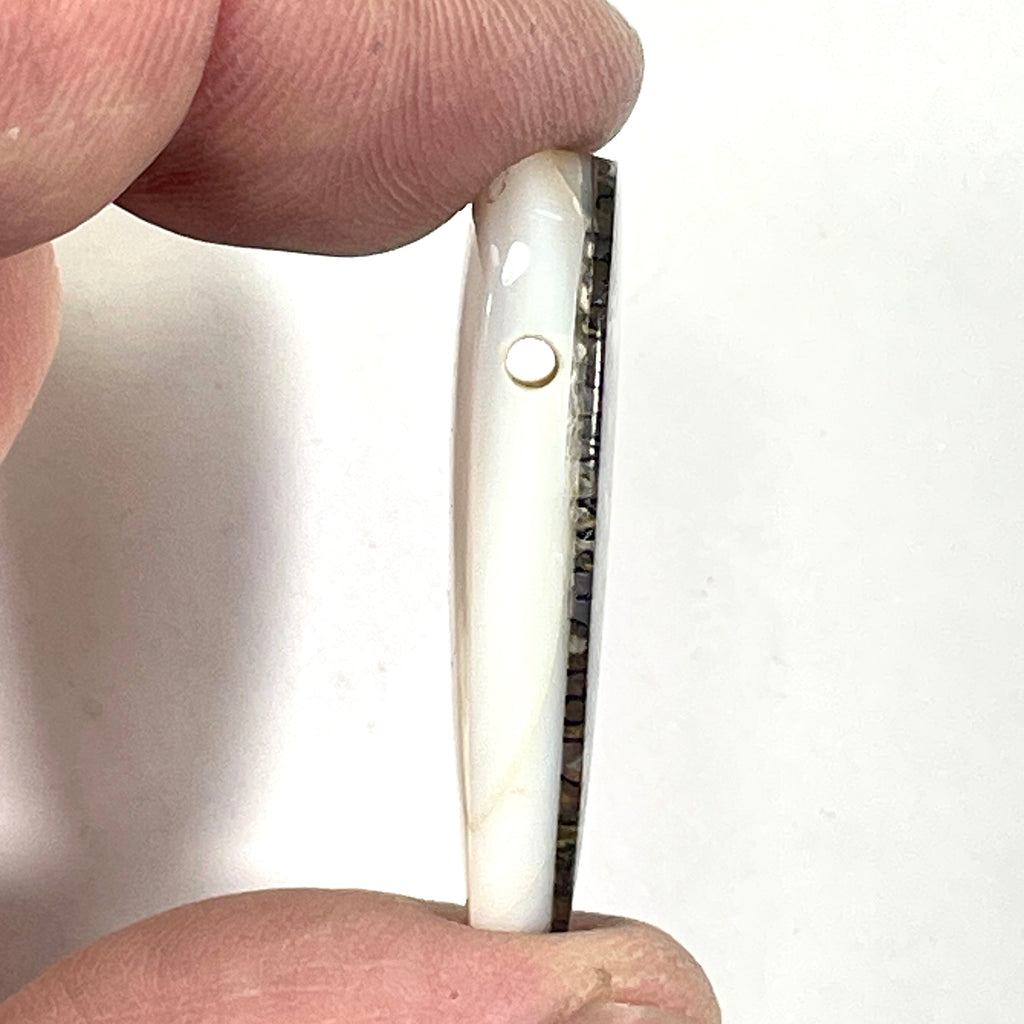 DVH Gem Dinosaur Bone Biopsy Mother of Pearl Doublet Bead 34x16x7mm (6724)