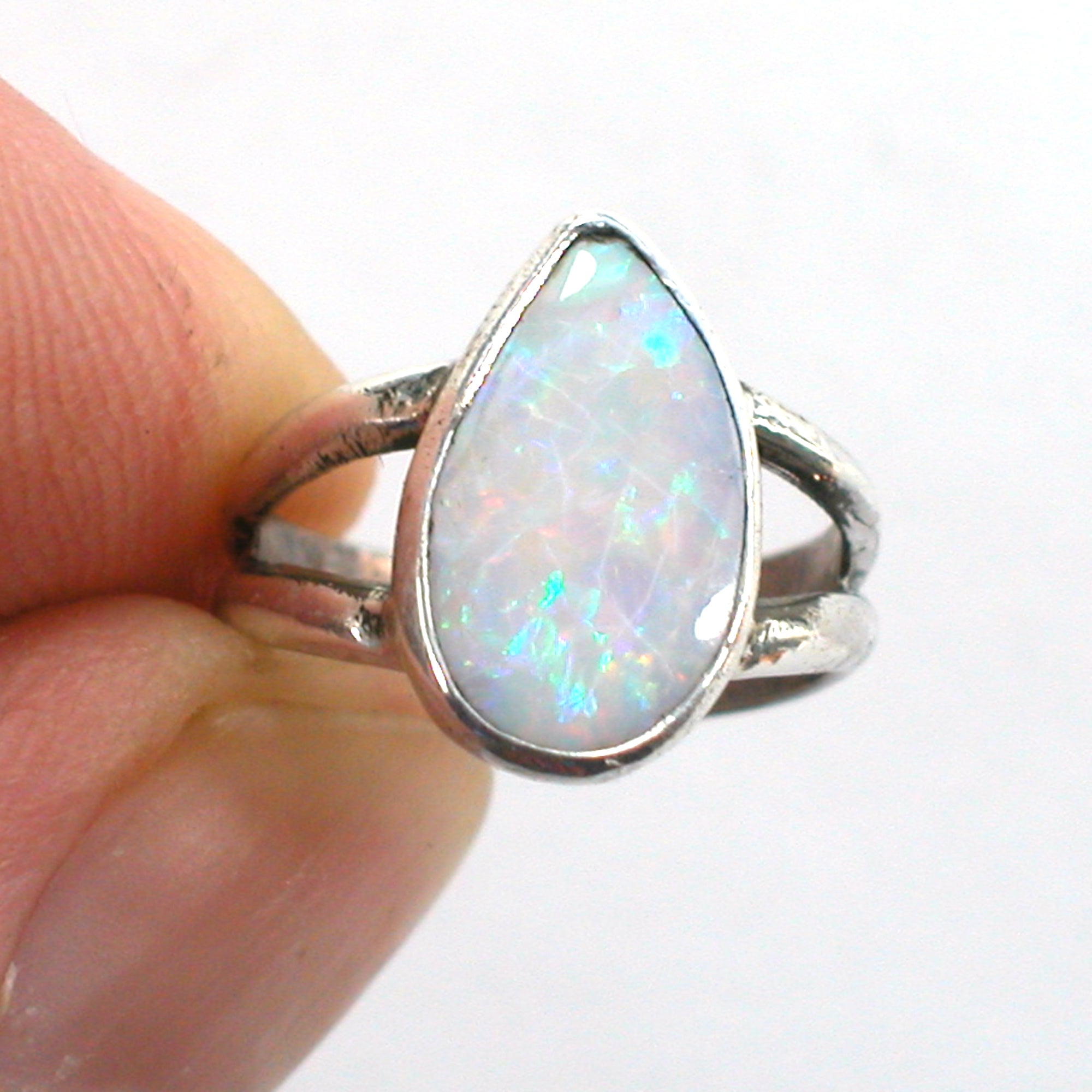 DVH sz 2.5 Australian Opal Sterling Silver Ring Made by Me for Nana! (5689) - DVHdesigns