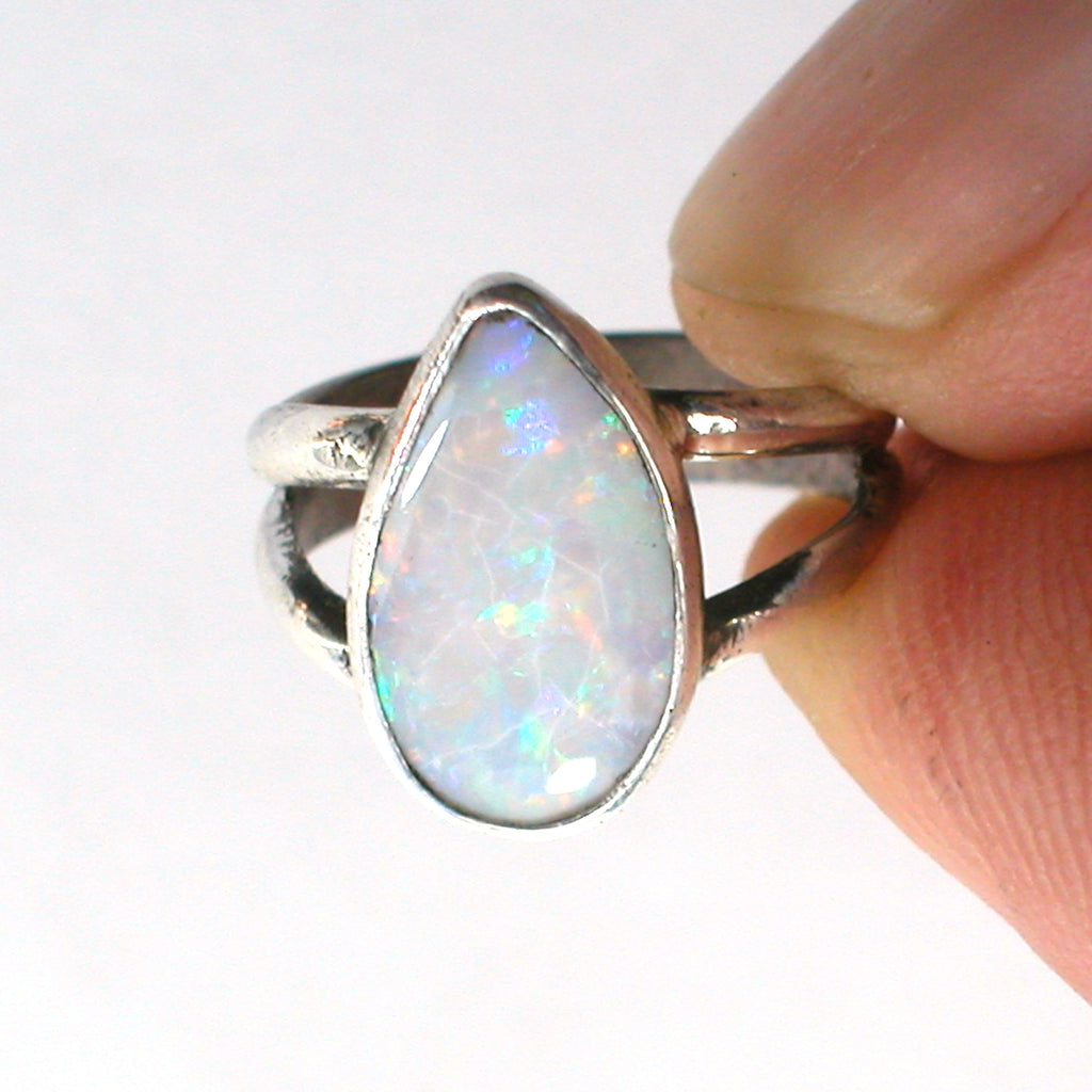 DVH sz 2.5 Australian Opal Sterling Silver Ring Made by Me for Nana! (5689) - DVHdesigns