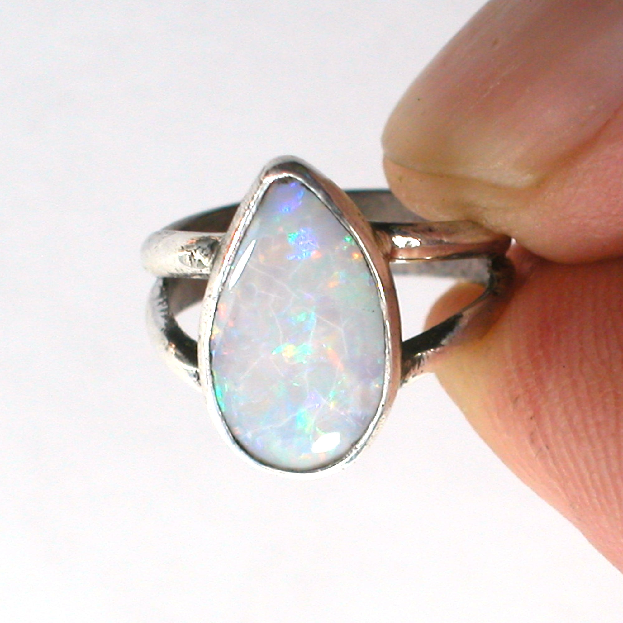 DVH sz 2.5 Australian Opal Sterling Silver Ring Made by Me for Nana! (5689) - DVHdesigns