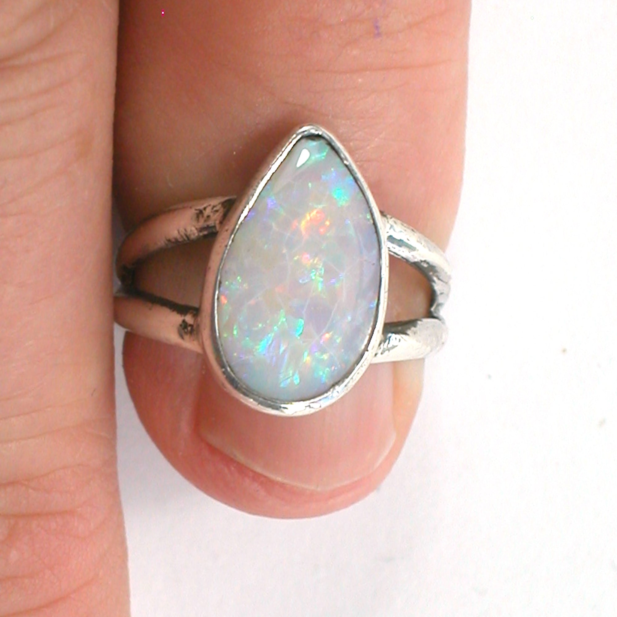 DVH sz 2.5 Australian Opal Sterling Silver Ring Made by Me for Nana! (5689) - DVHdesigns