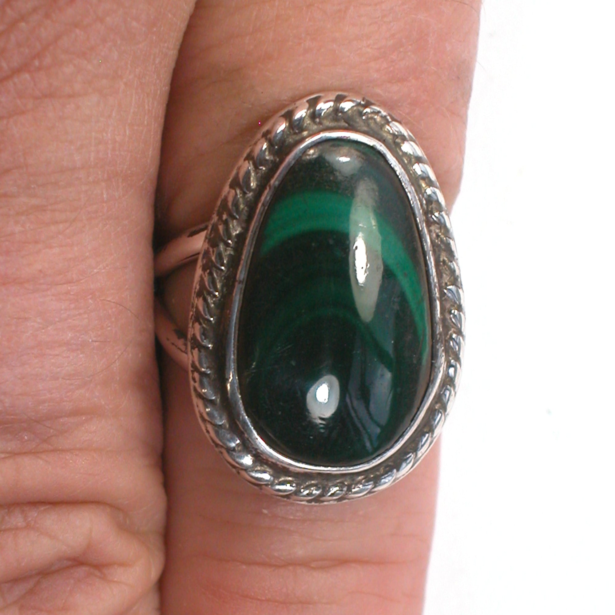 DVH sz 6.5 Malachite Sterling Silver Ring Made by Me for Mom! (5690) - DVHdesigns