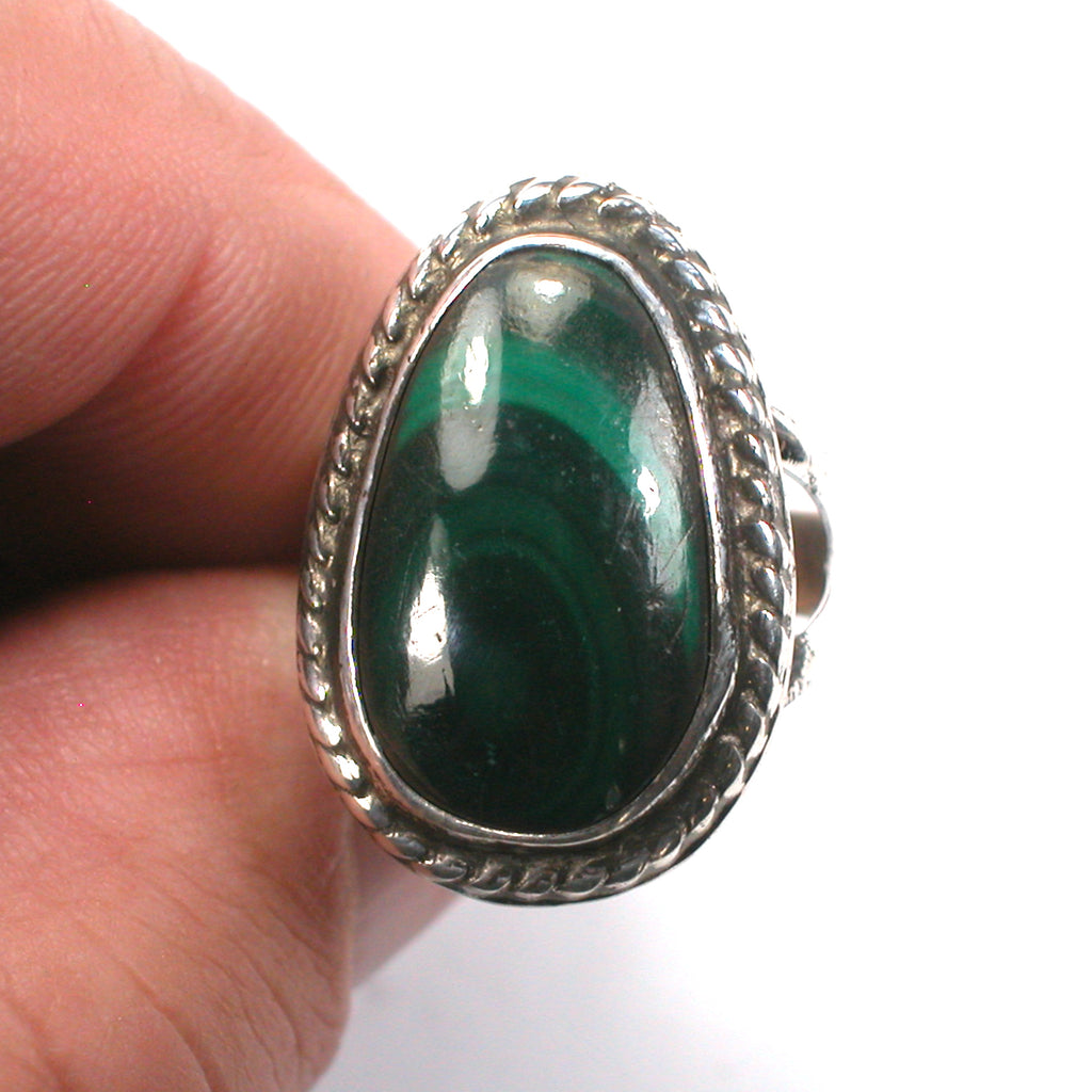 DVH sz 6.5 Malachite Sterling Silver Ring Made by Me for Mom! (5690) - DVHdesigns