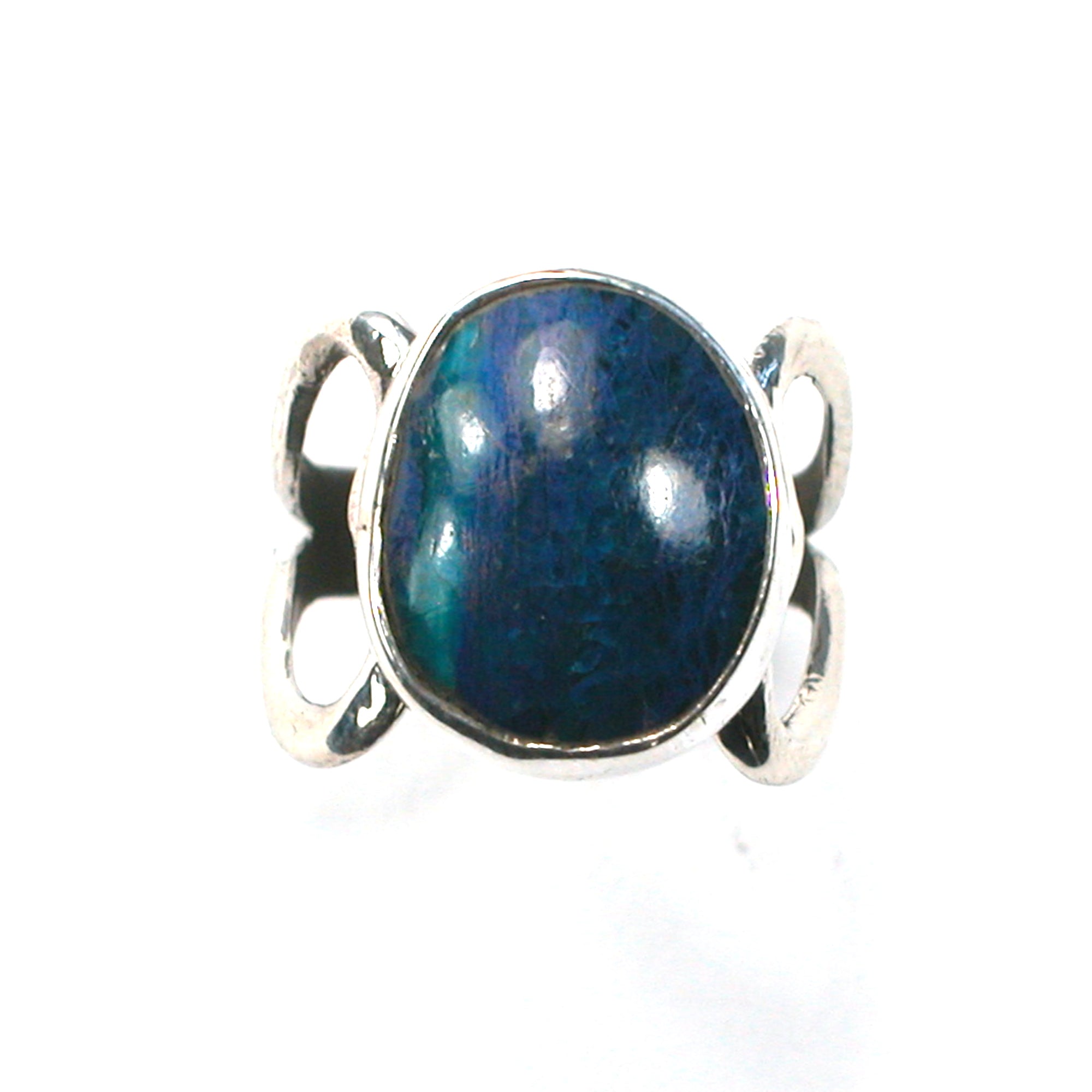 DVH sz 4 Azurite Sterling Heart Ring Made by Me for Mom! (5693) - DVHdesigns