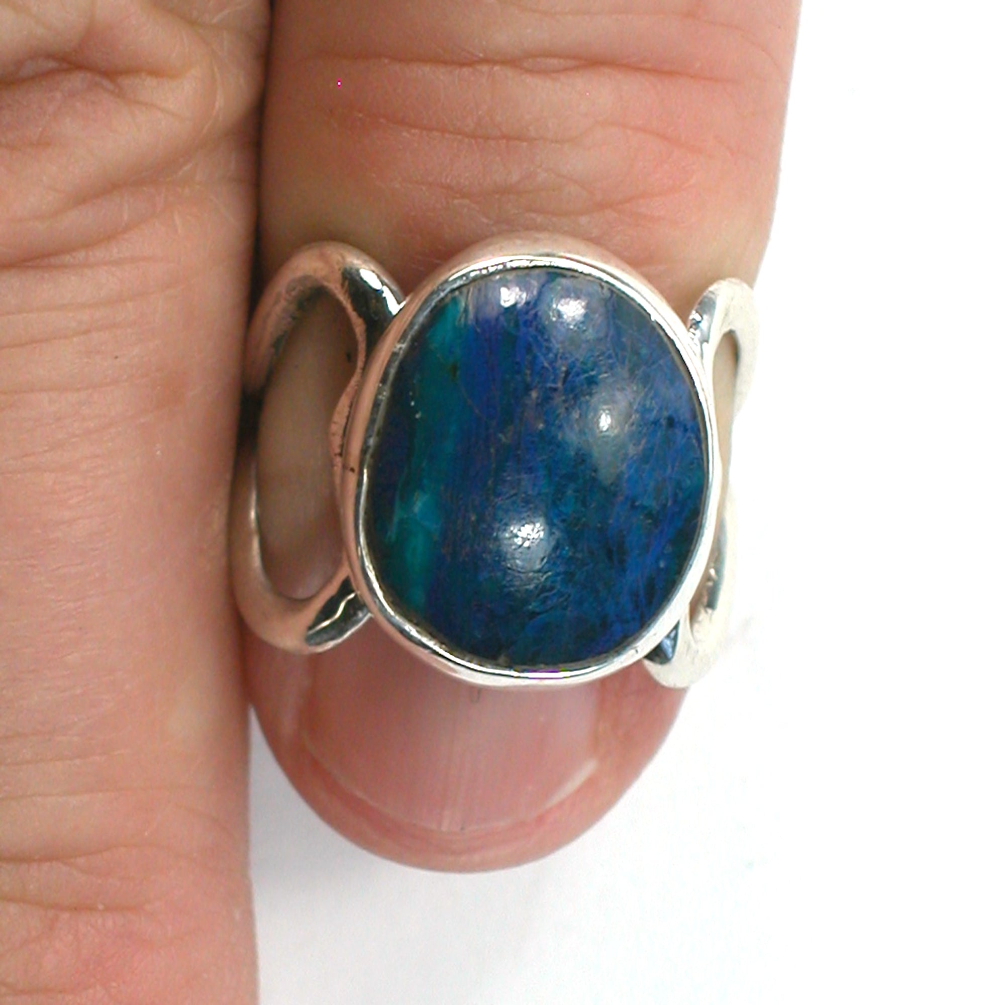 DVH sz 4 Azurite Sterling Heart Ring Made by Me for Mom! (5693) - DVHdesigns