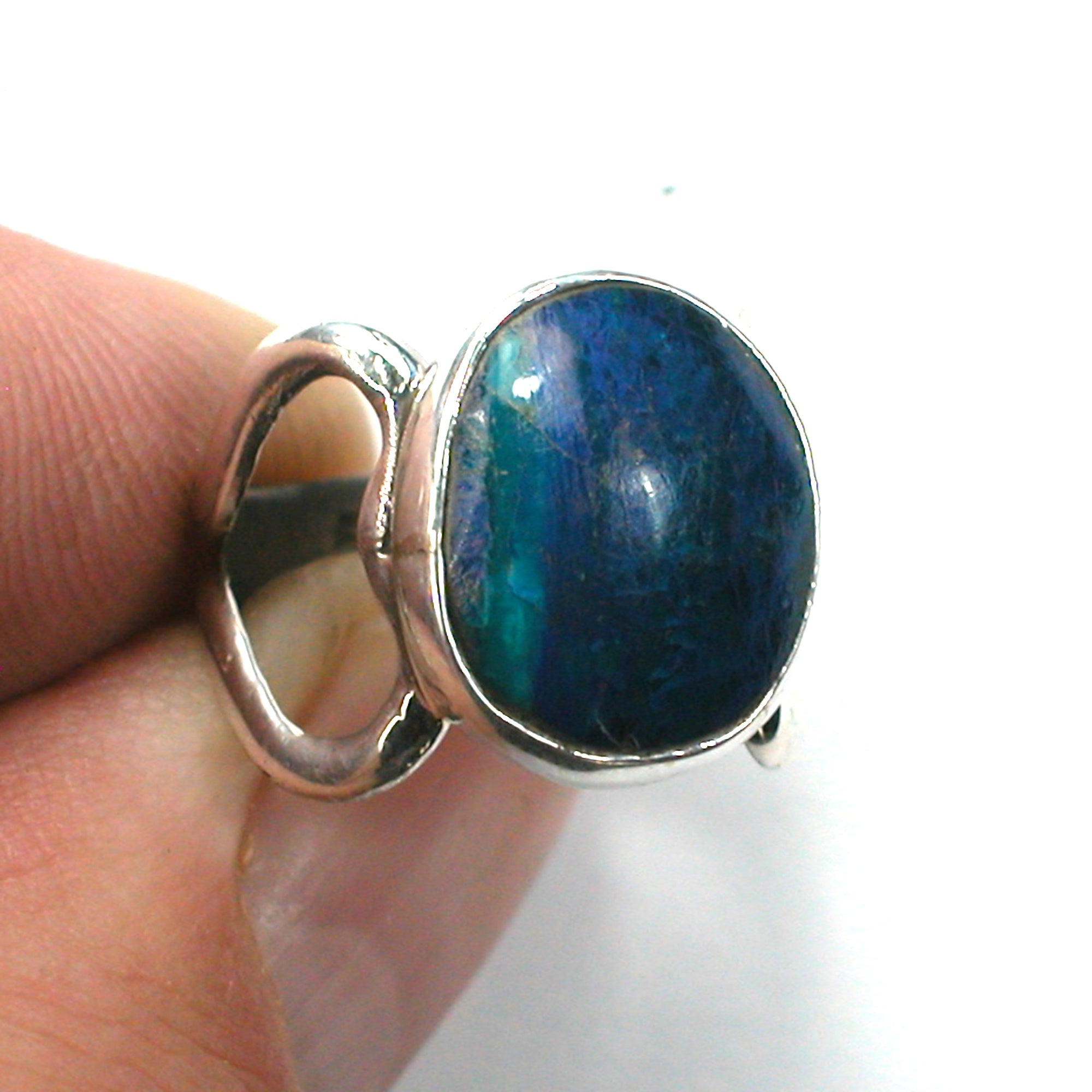 DVH sz 4 Azurite Sterling Heart Ring Made by Me for Mom! (5693) - DVHdesigns