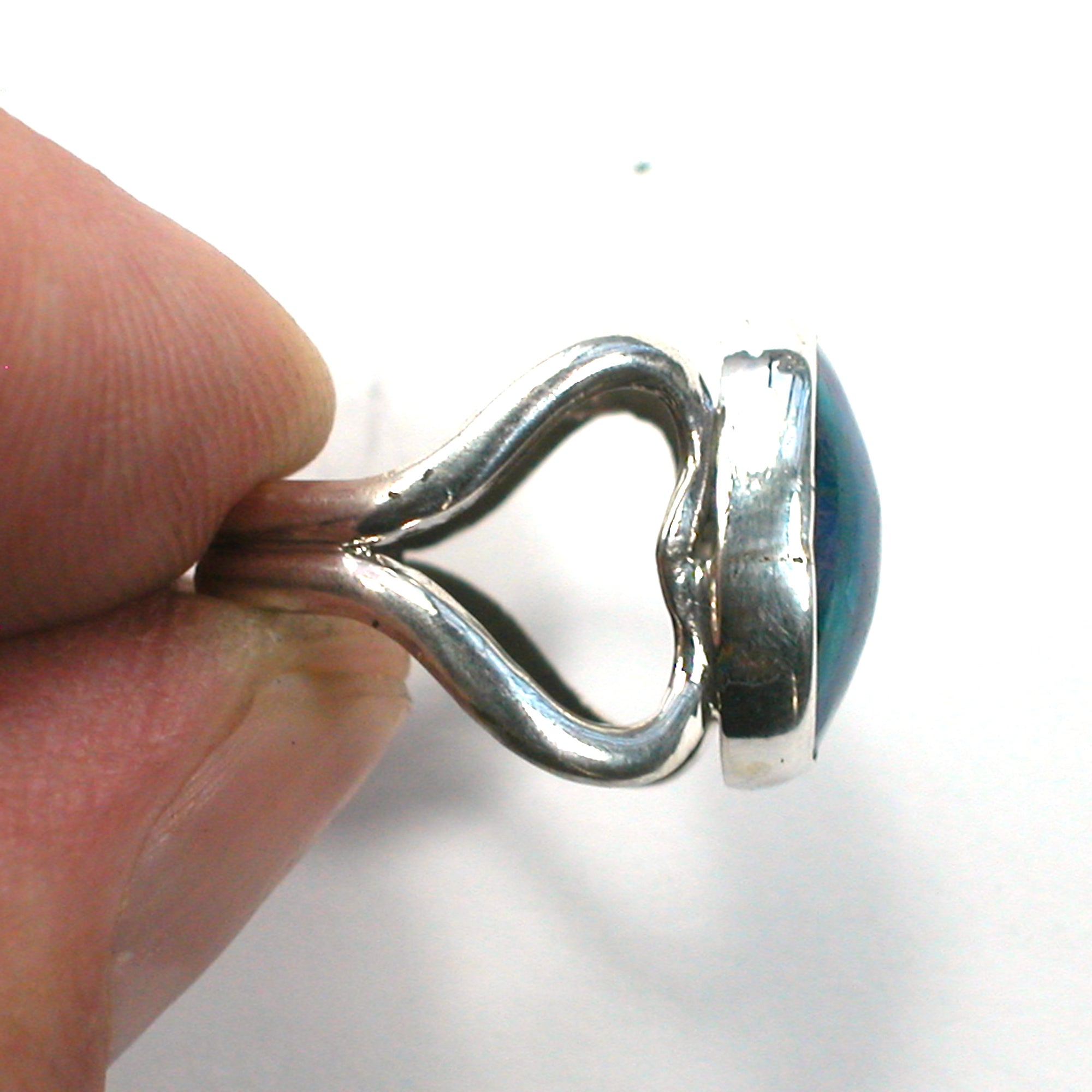 DVH sz 4 Azurite Sterling Heart Ring Made by Me for Mom! (5693) - DVHdesigns