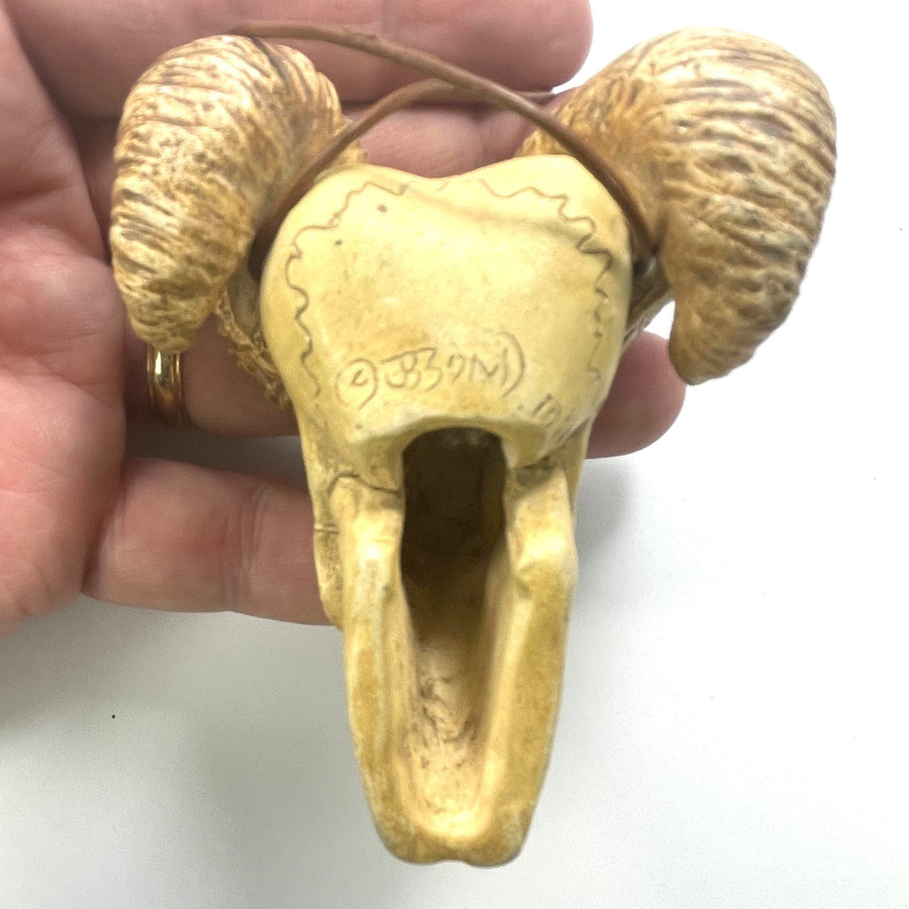 DVH Big Horn Human Skull Devil Krampus Ceramic Bead Custom OOAK OCF 83x65x40mm - DVHdesigns