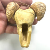 DVH Big Horn Human Skull Devil Krampus Ceramic Bead Custom OOAK OCF 83x65x40mm