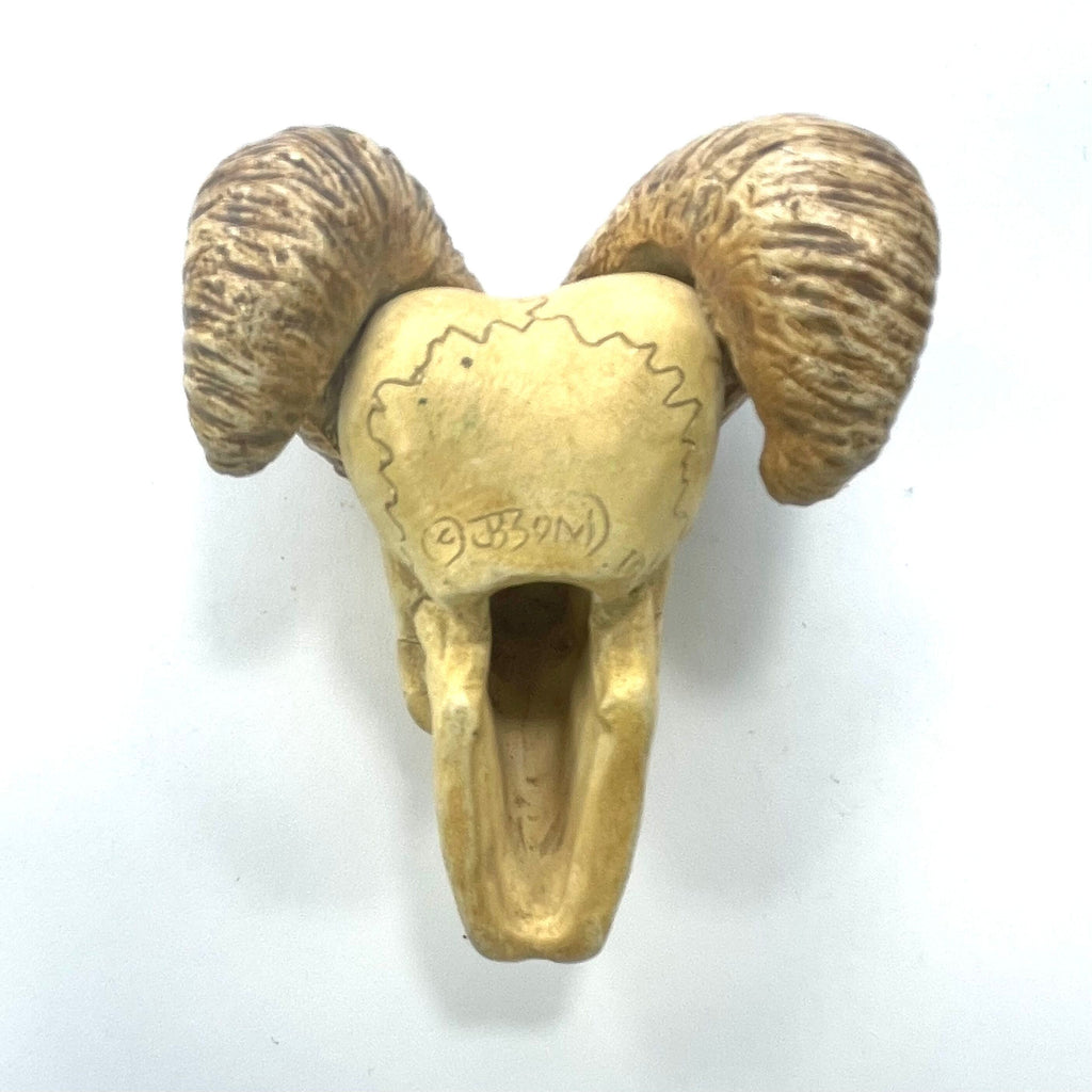 DVH Big Horn Human Skull Devil Krampus Ceramic Bead Custom OOAK OCF 83x65x40mm - DVHdesigns