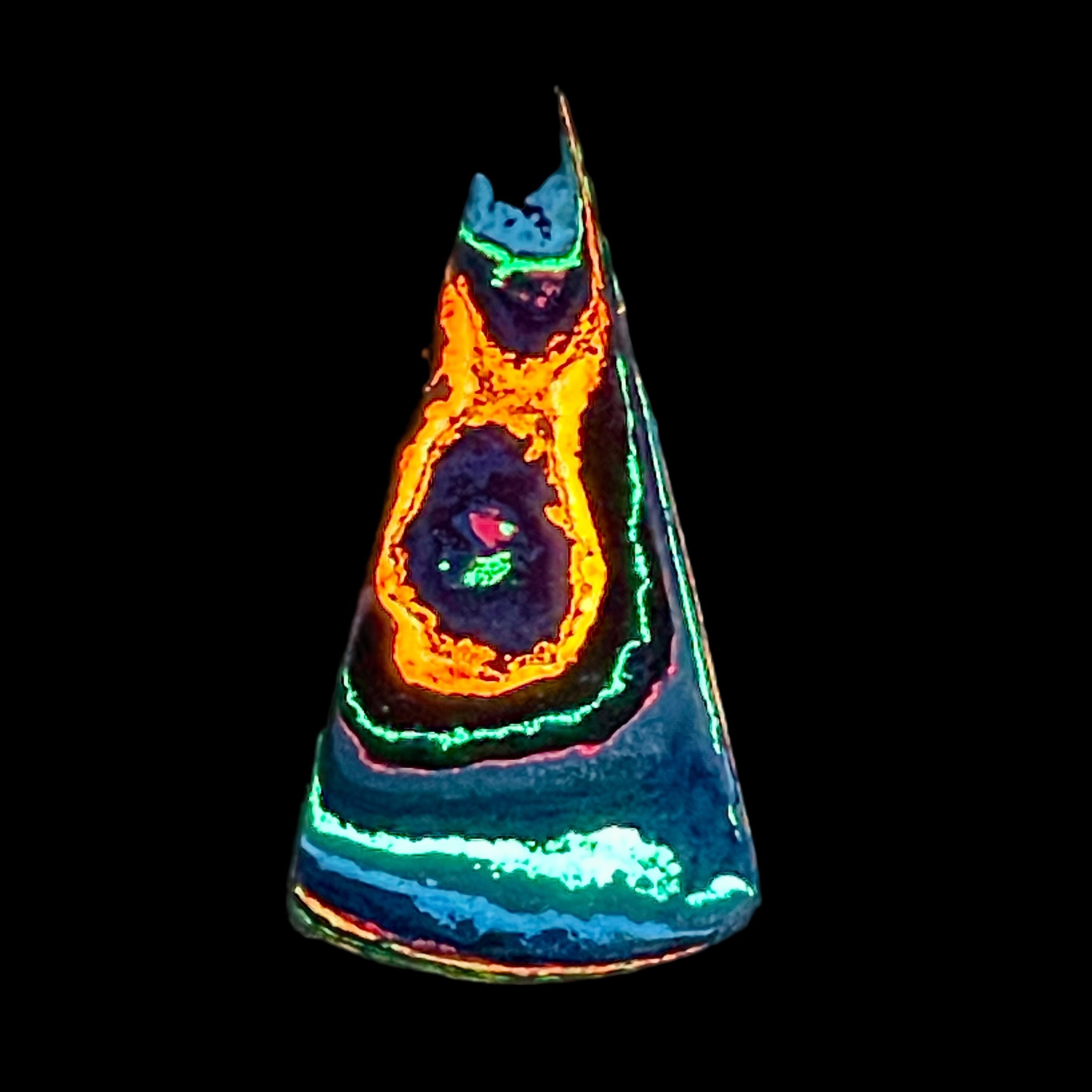 DVH Fluorescent Funkite Wedge Bead Industrial Paint (Fordite related) 45x24x12mm (6203) - DVHdesigns