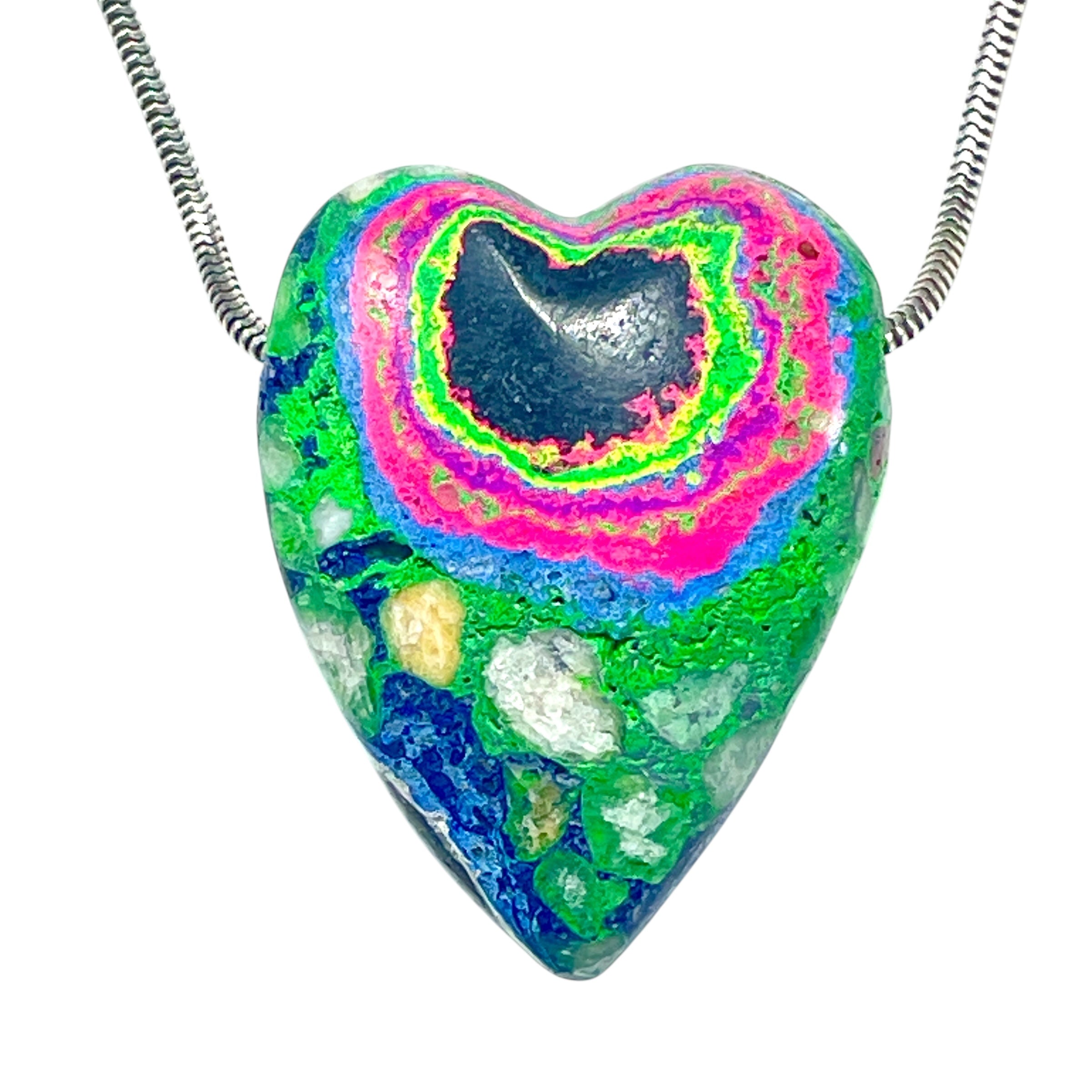 DVH Fluorescent Funkite Heart Bead Industrial Paint (Fordite related) 38x30x14mm (6206) - DVHdesigns