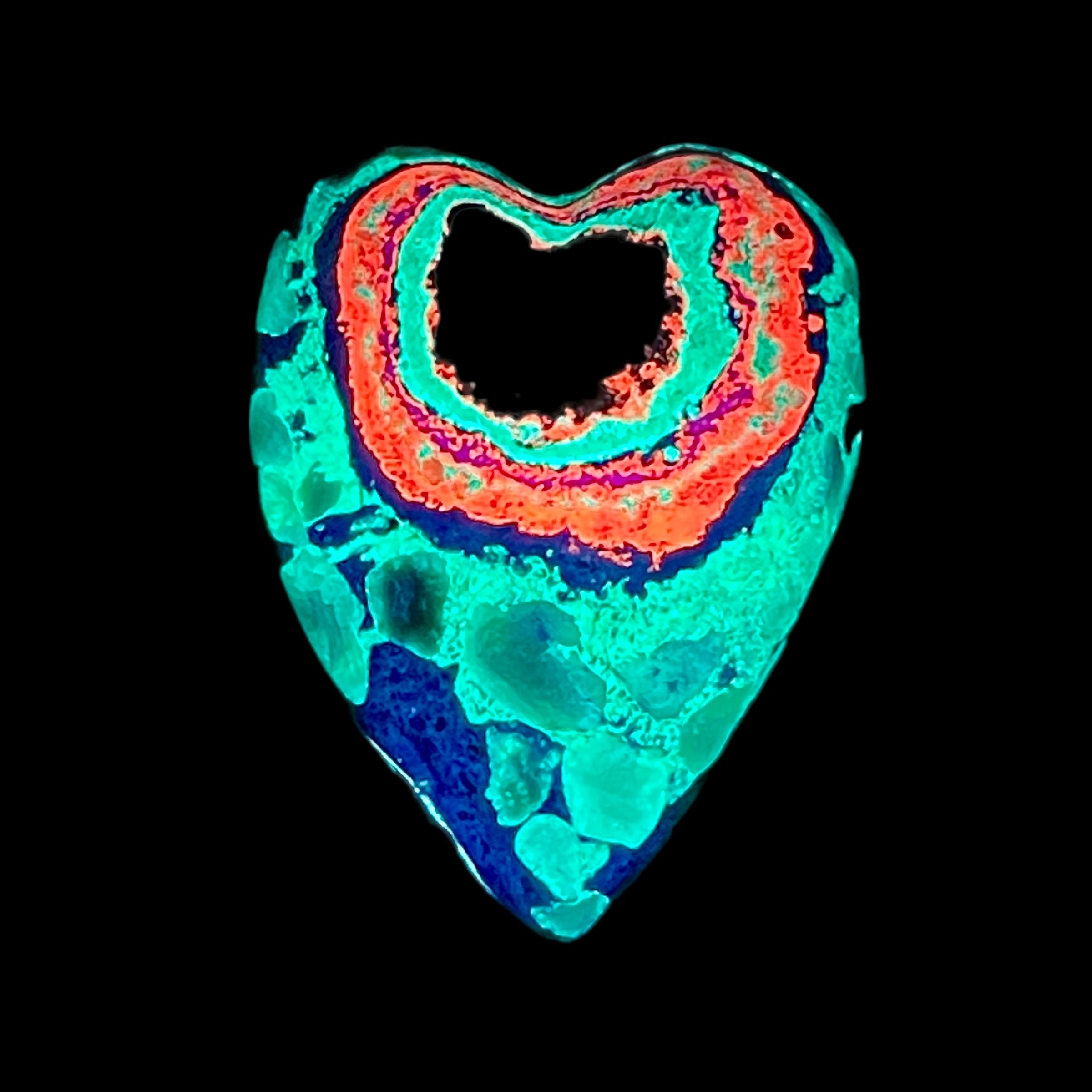 DVH Fluorescent Funkite Heart Bead Industrial Paint (Fordite related) 38x30x14mm (6206) - DVHdesigns