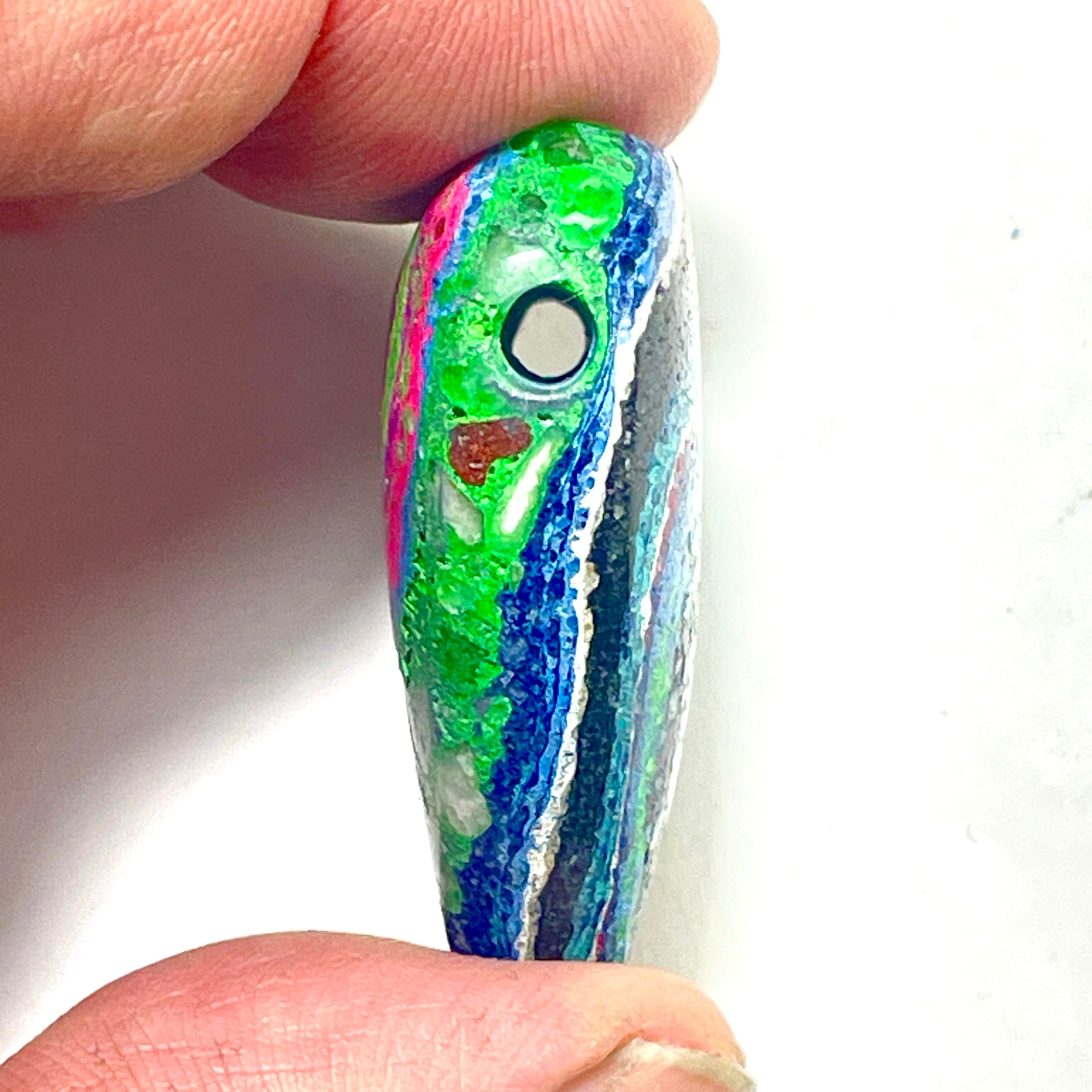 DVH Fluorescent Funkite Heart Bead Industrial Paint (Fordite related) 38x30x14mm (6206) - DVHdesigns