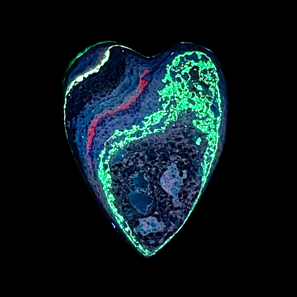 DVH Fluorescent Funkite Heart Bead Industrial Paint (Fordite related) 38x30x14mm (6206) - DVHdesigns