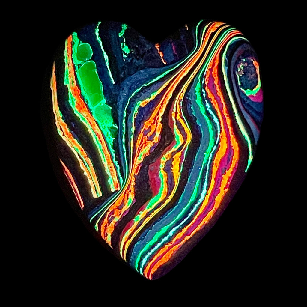DVH Fluorescent Funkite Heart Bead Industrial Paint (Fordite related) 45x38x16mm (6208)