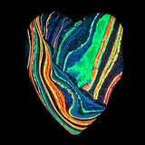 DVH Fluorescent Funkite Heart Bead Industrial Paint (Fordite related) 45x38x16mm (6208)