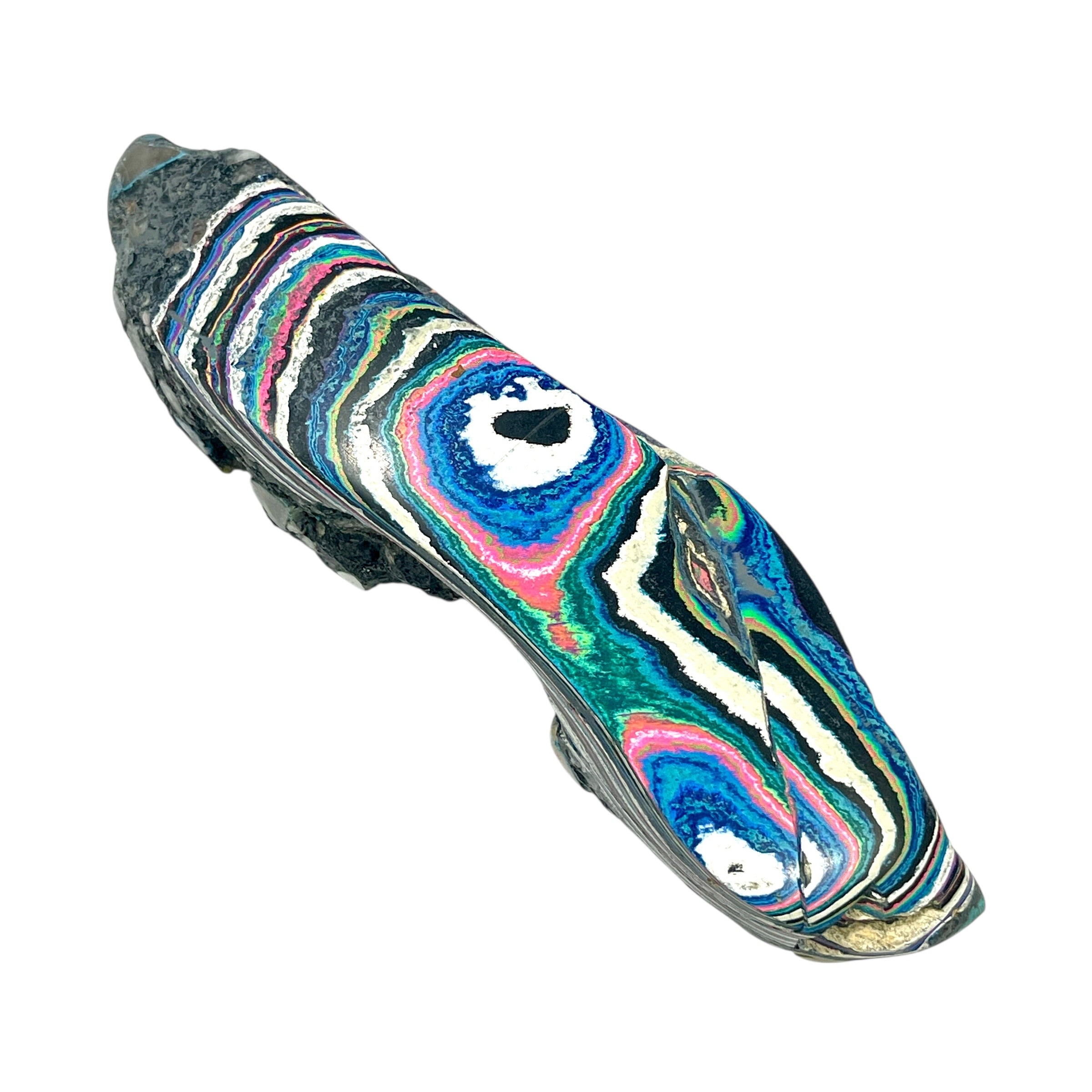 DVH Fluorescent Funkite Polished Face Rough Specimen  120x30x24mm 86g Like Fordite (6437) - DVHdesigns